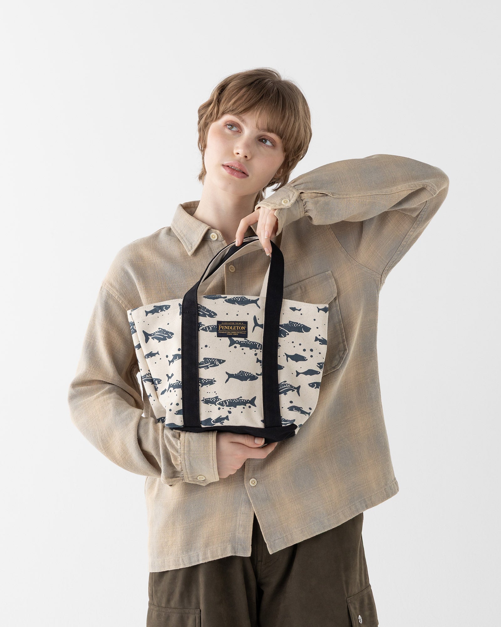 サーモン・キャンバスミニトートバッグ - BLACK