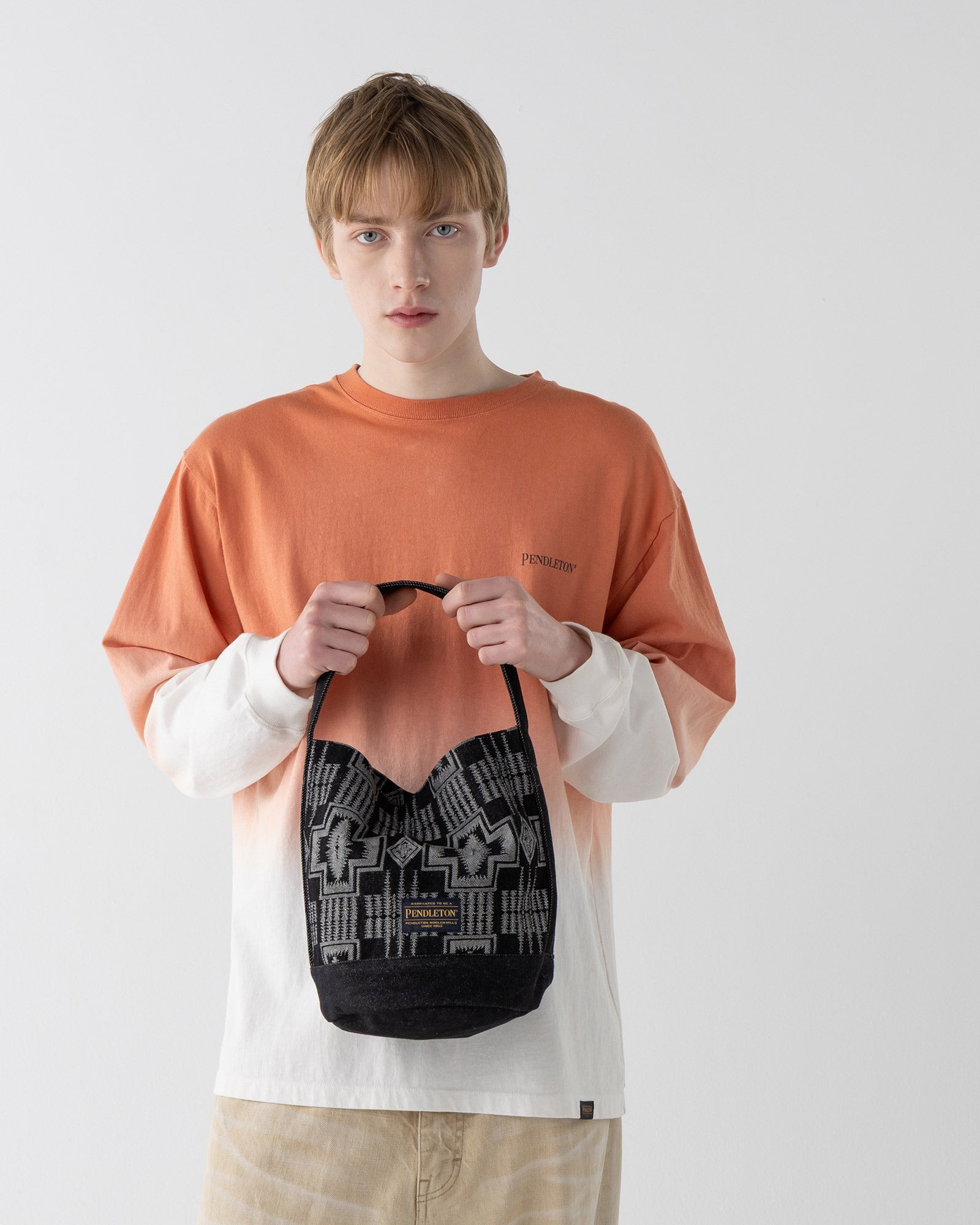 ジャガードデニム・トートバッグ - BLACK