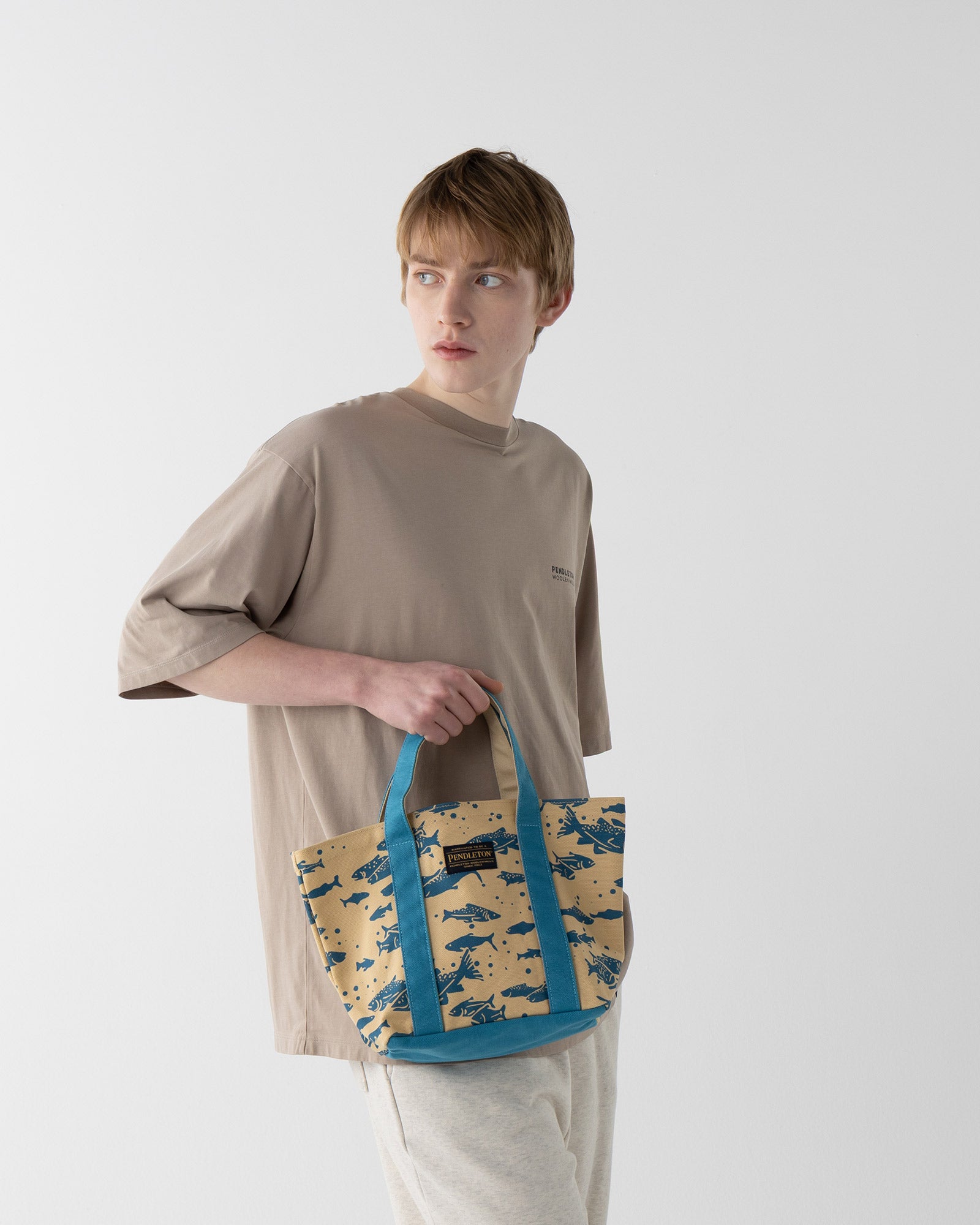 サーモン・キャンバスミニトートバッグ - BLUE