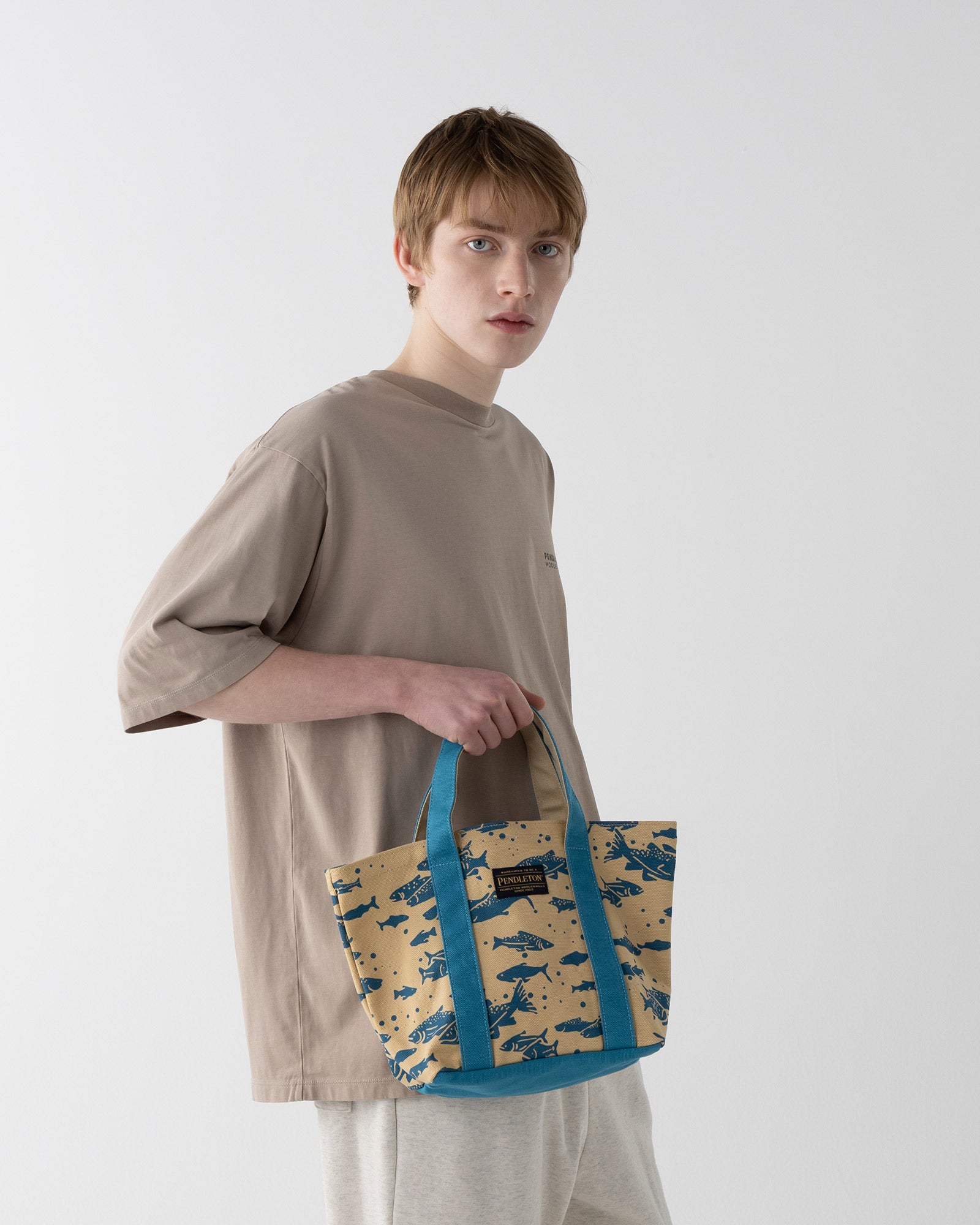 サーモン・キャンバスミニトートバッグ - BLUE