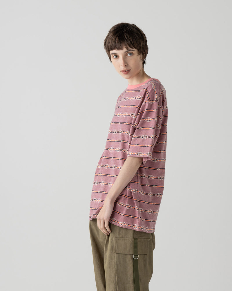 ジャガードボーダーTシャツ - PINK【HELENA RIDGE】