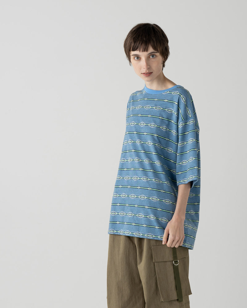 ジャガードボーダーTシャツ - BLUE【HELENA RIDGE】
