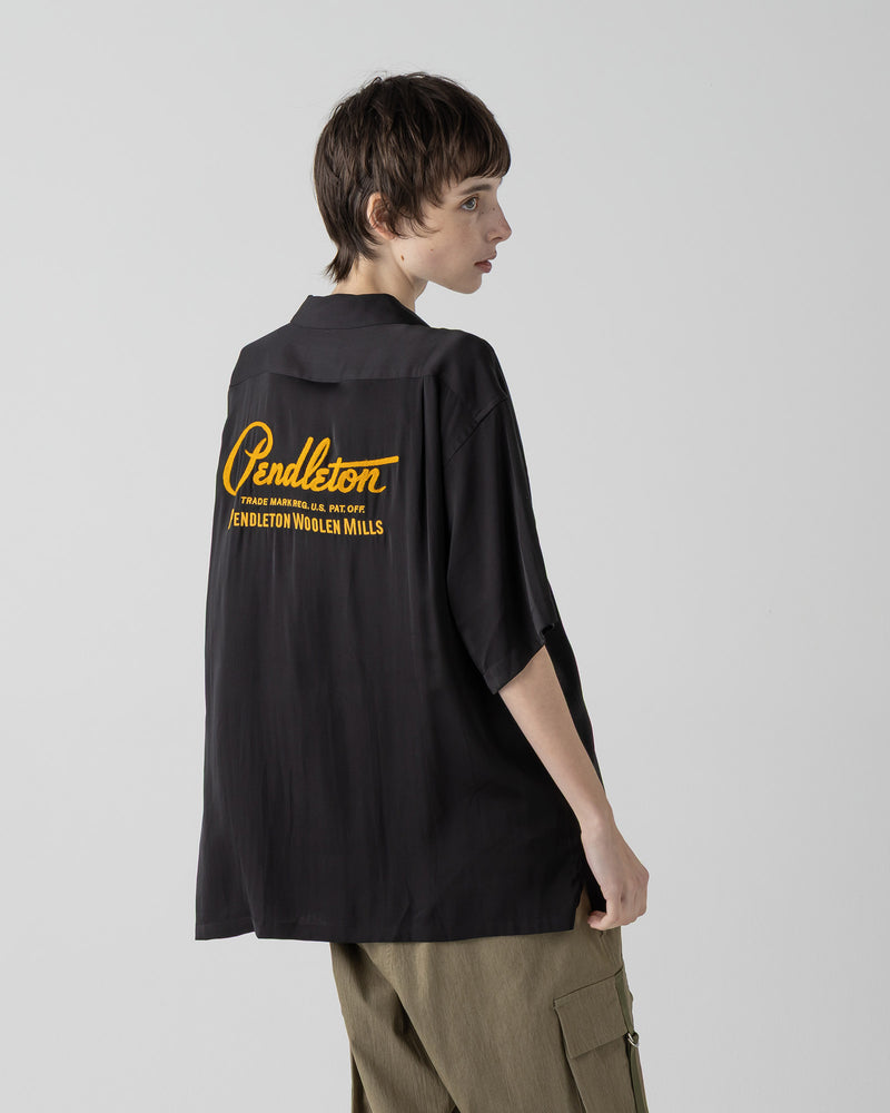 ロゴ刺繍TR S/Sシャツ - BLACK