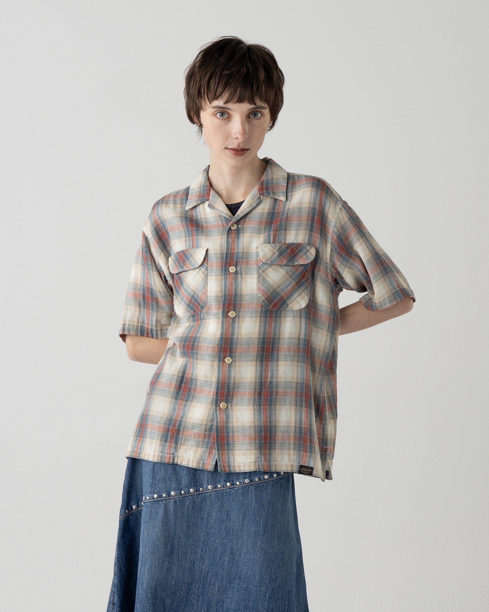 オープンカラー S/Sシャツ - RUST/NAVY / 半袖シャツ ショートスリーブ
