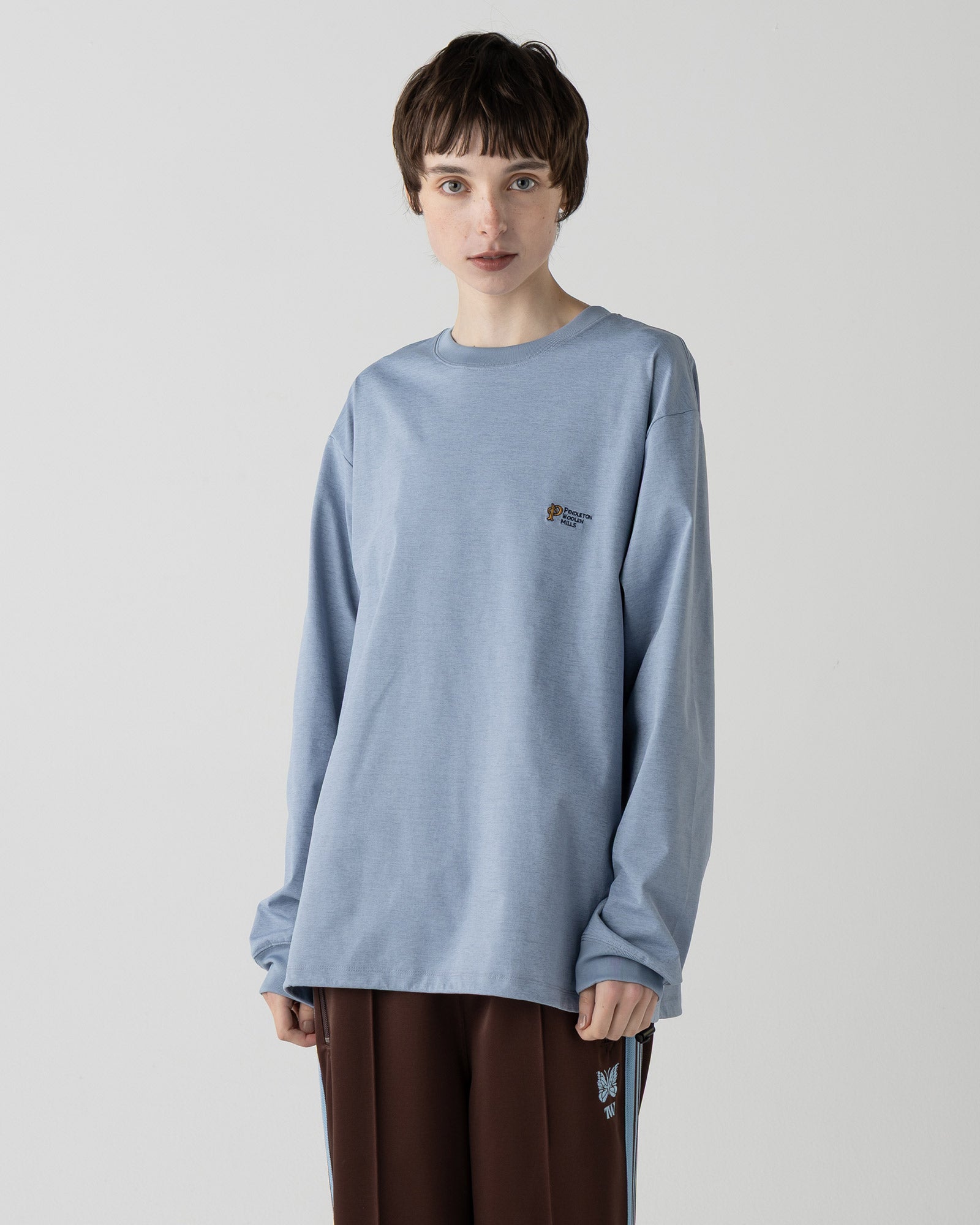 速乾バックプリント L/S Tシャツ- SLATE BLUE【PLAINS STAR