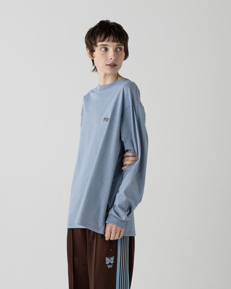 速乾バックプリント L/S Tシャツ- SLATE BLUE【PLAINS STAR】