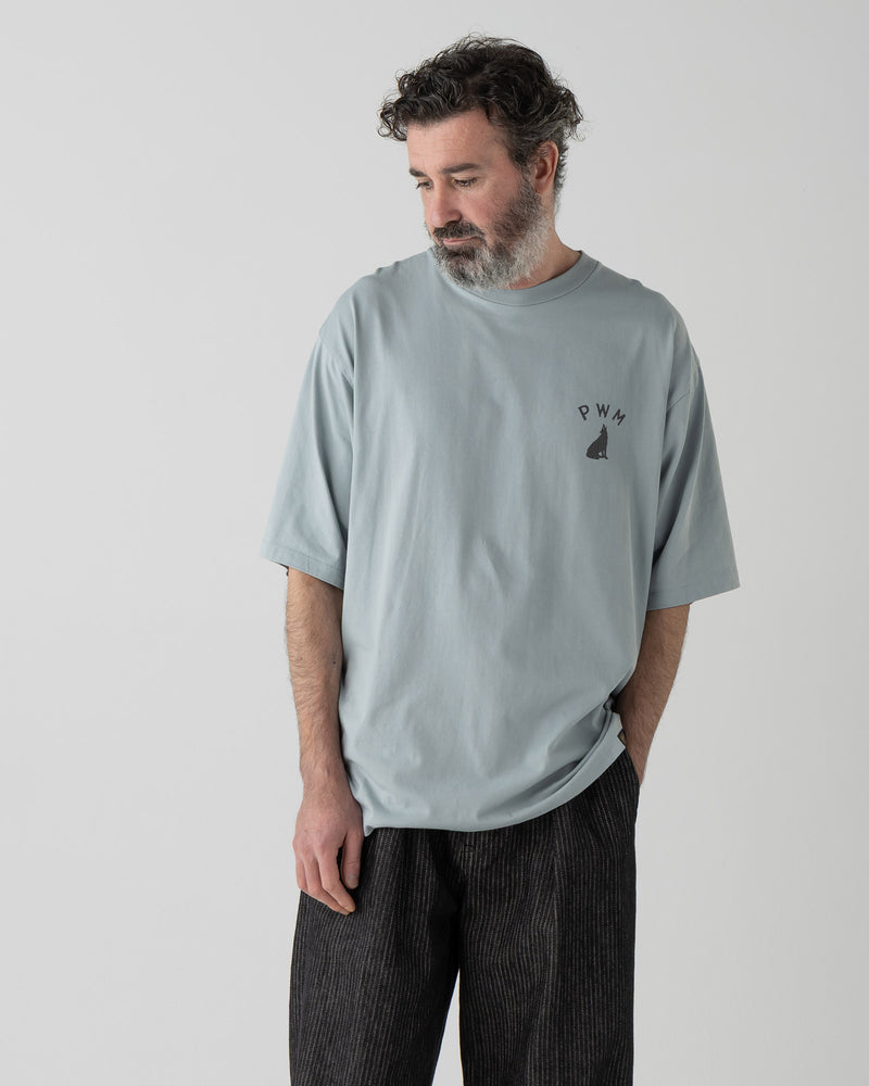 バックプリント・プレーティング天竺Tシャツ - SLATE BLUE【COYOTE】
