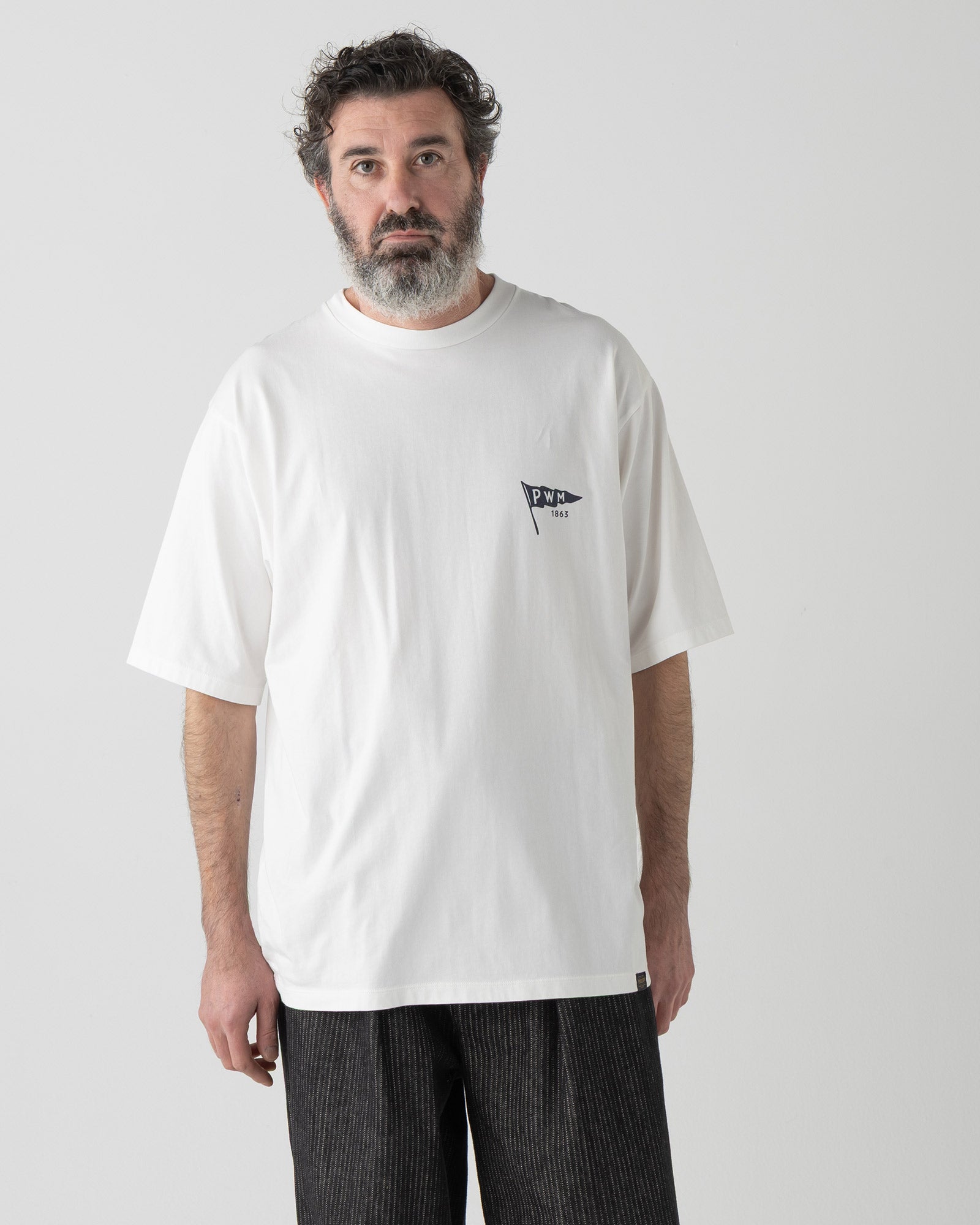 バックプリント・プレーティング天竺Tシャツ - O.WHITE【PWM