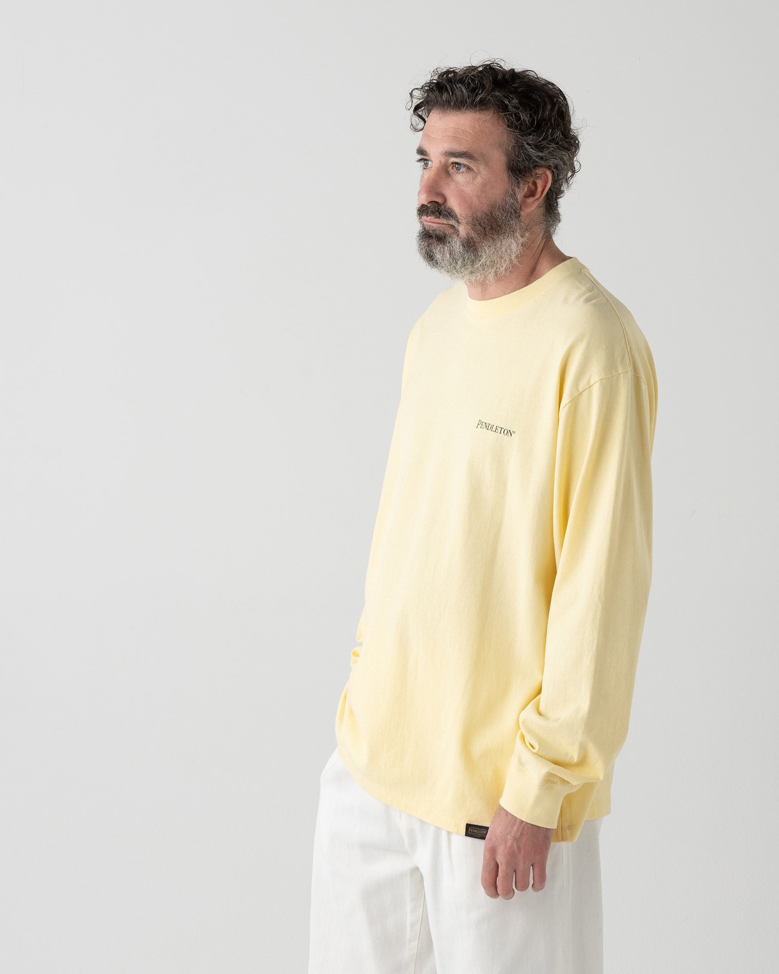 バックプリントコットン L/S Tシャツ - YELLOW【PRARIERUSH HOUR