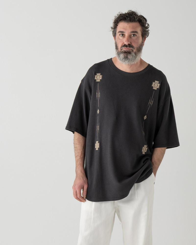 鹿の子刺繍 Tシャツ - CHARCOAL【1920's VINTAGE】