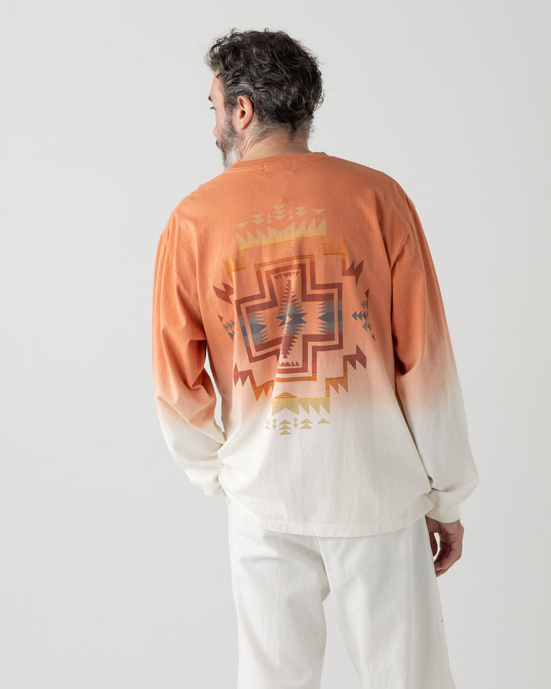 グラデーション バックプリントL/S Tシャツ - CORAL【HARDING STAR】