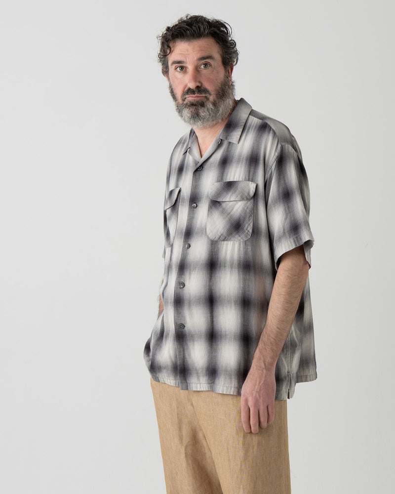 オープンカラー・シャツ・S/S - GRAY/BONE