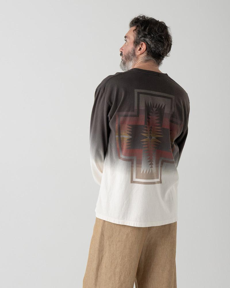 グラデーション バックプリントL/S Tシャツ - CHARCOAL【HARDING】