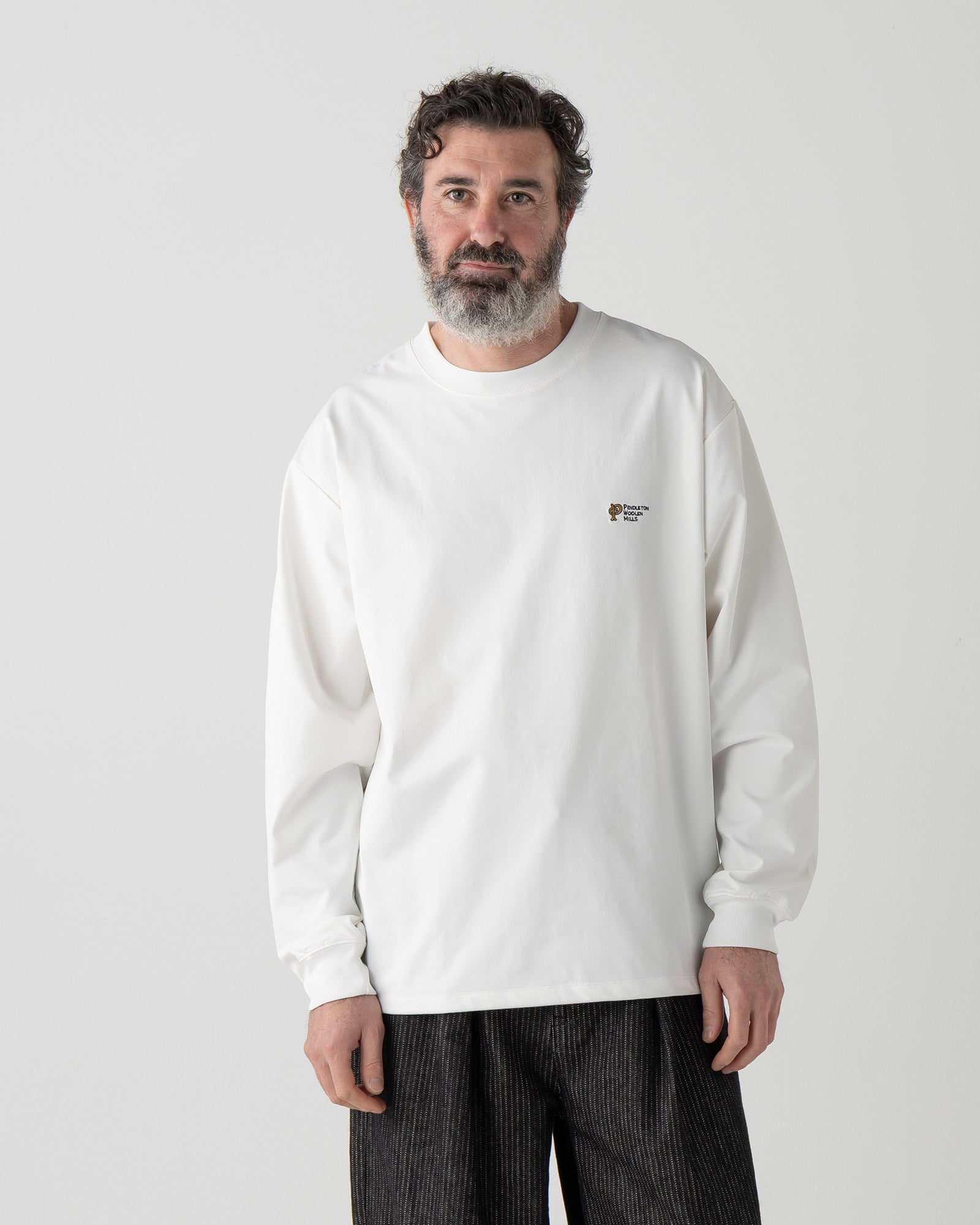 速乾バックプリント L/S Tシャツ - O.WHITE【HARDING STAR