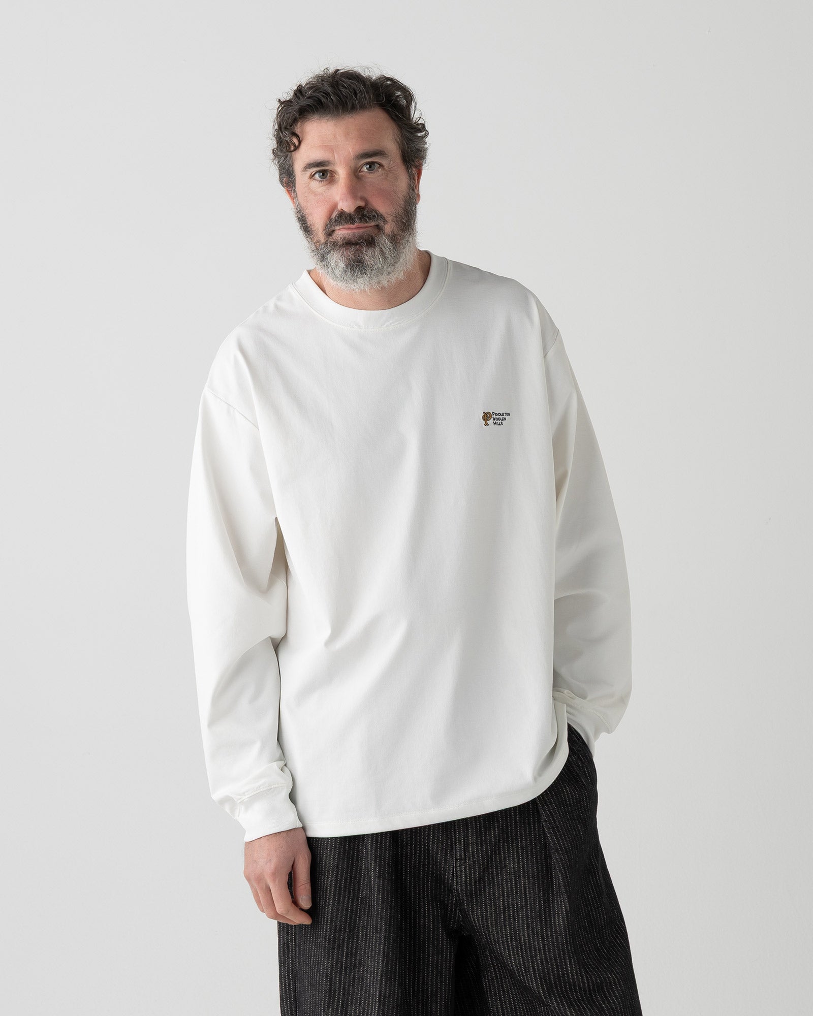 速乾バックプリント L/S Tシャツ - O.WHITE【HARDING STAR