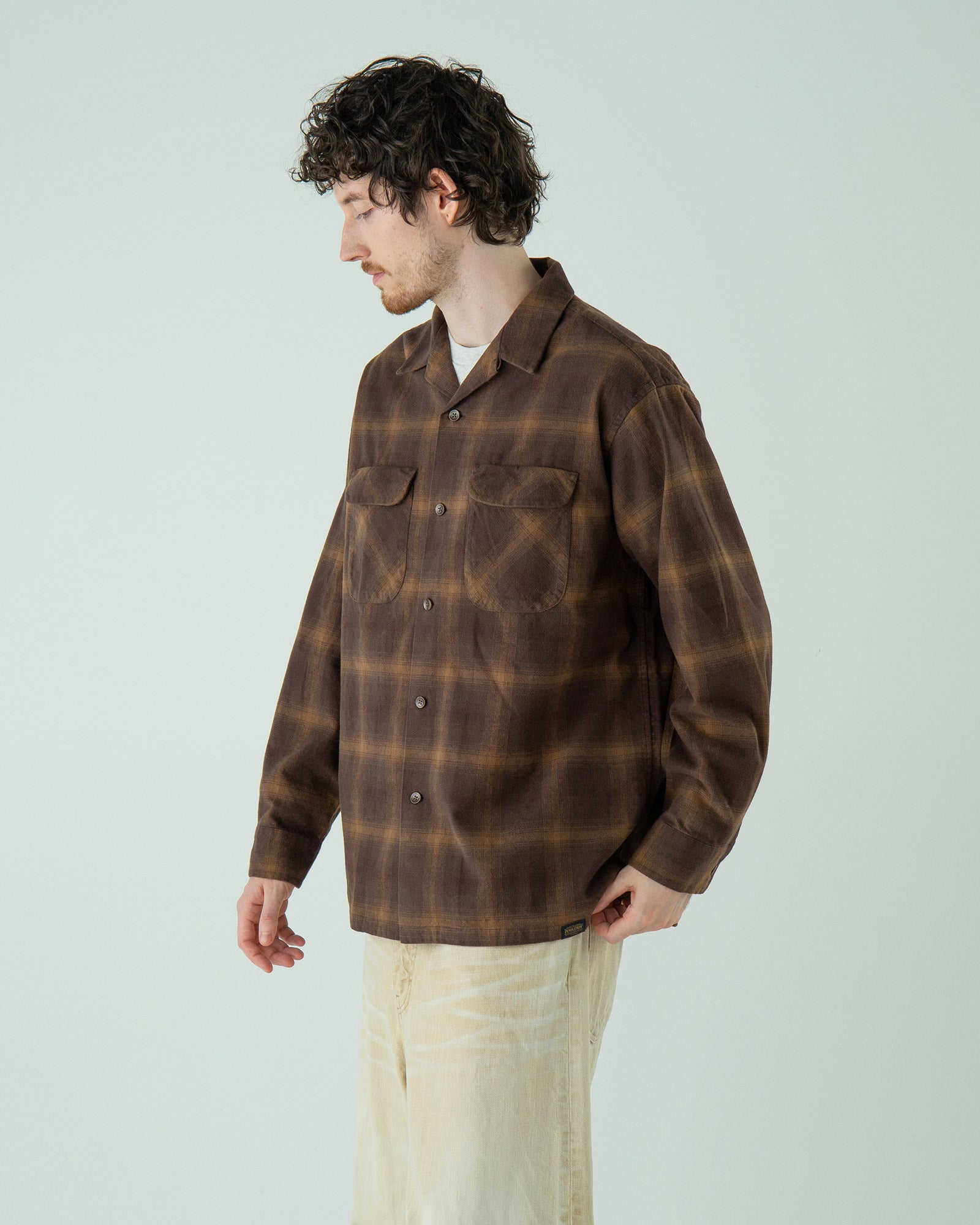 WACKOMARIA×PENDLETON ウールシャツ ブラウン WACKOMARIA《ワコマリア》PENDLETON / WOOL OMBRE CHECK OPEN COLLAR