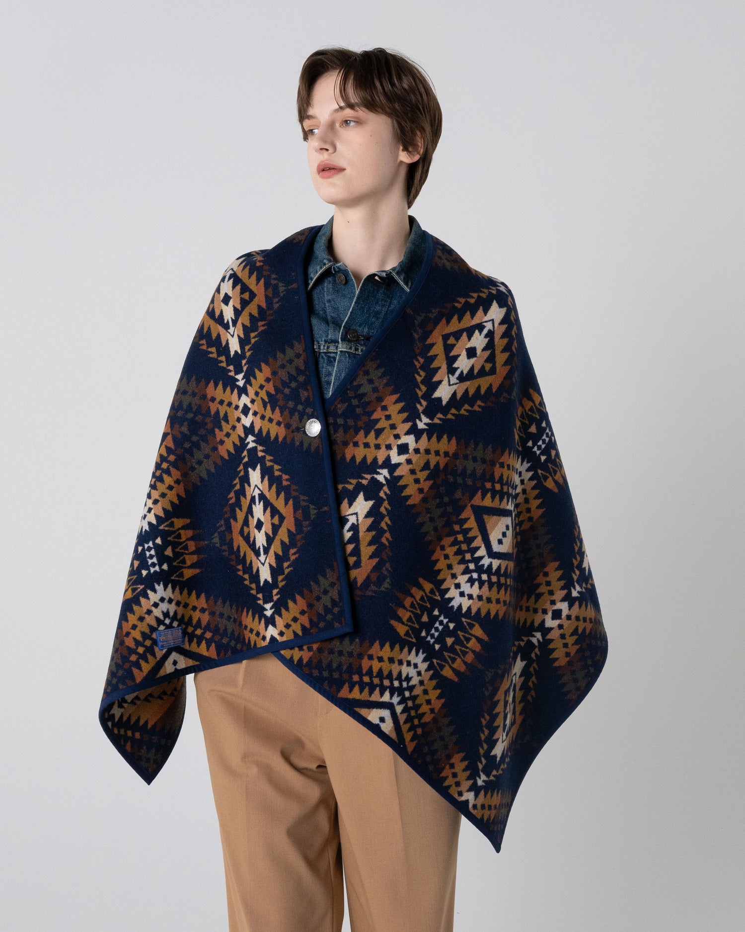 【新品タグ付】ブルーキャットニップ ポンチョ チェック柄 フリンジ ウール　M茶 ウールブランケット ポンチョ – PENDLETON WOOLEN MILLS JAPAN