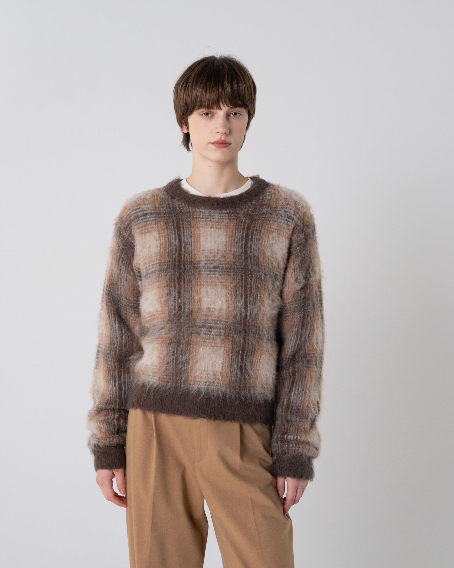 モヘア混シャギーチェッククルーネックニット – PENDLETON WOOLEN