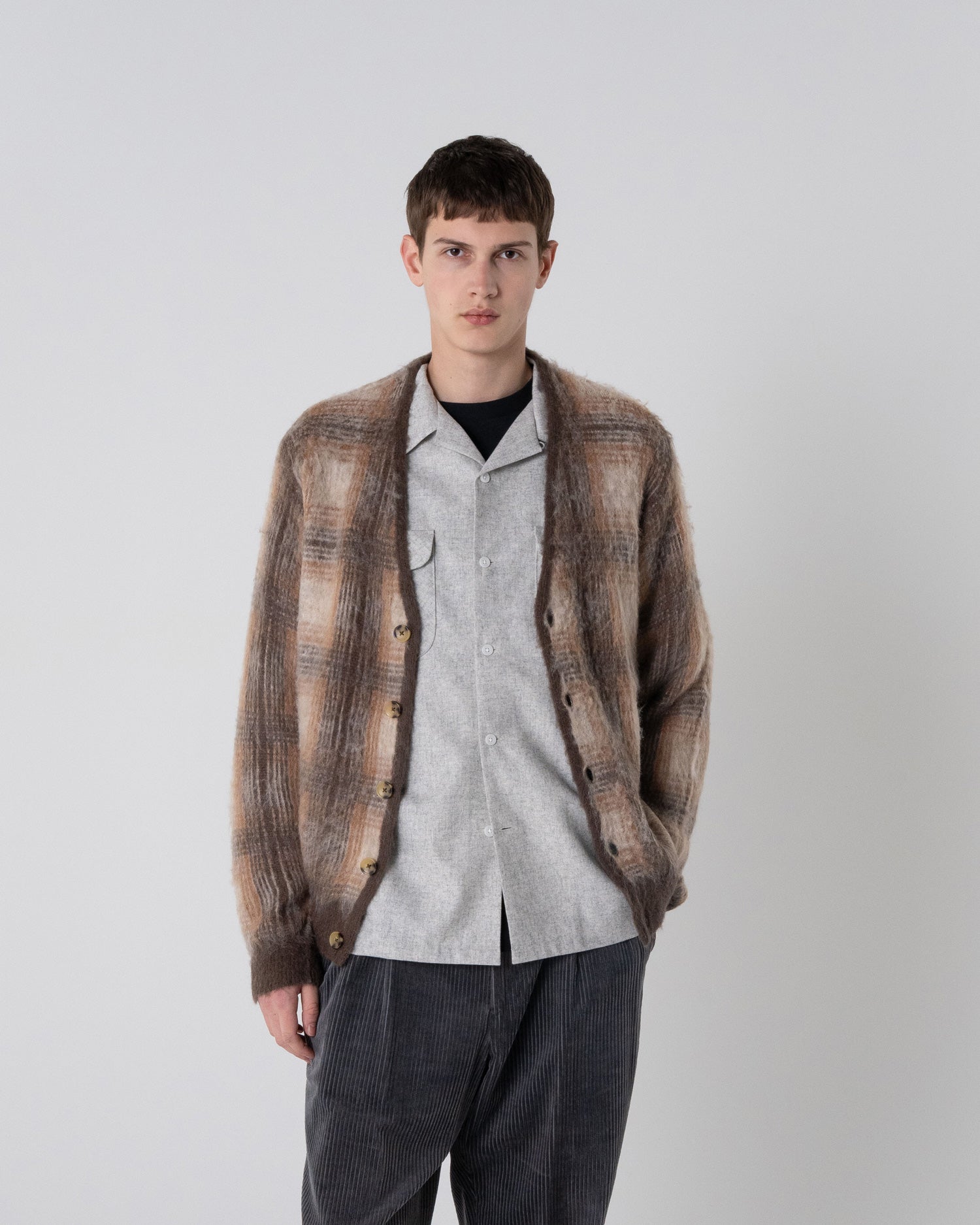 モヘア混シャギーチェックカーディガン – PENDLETON WOOLEN MILLS