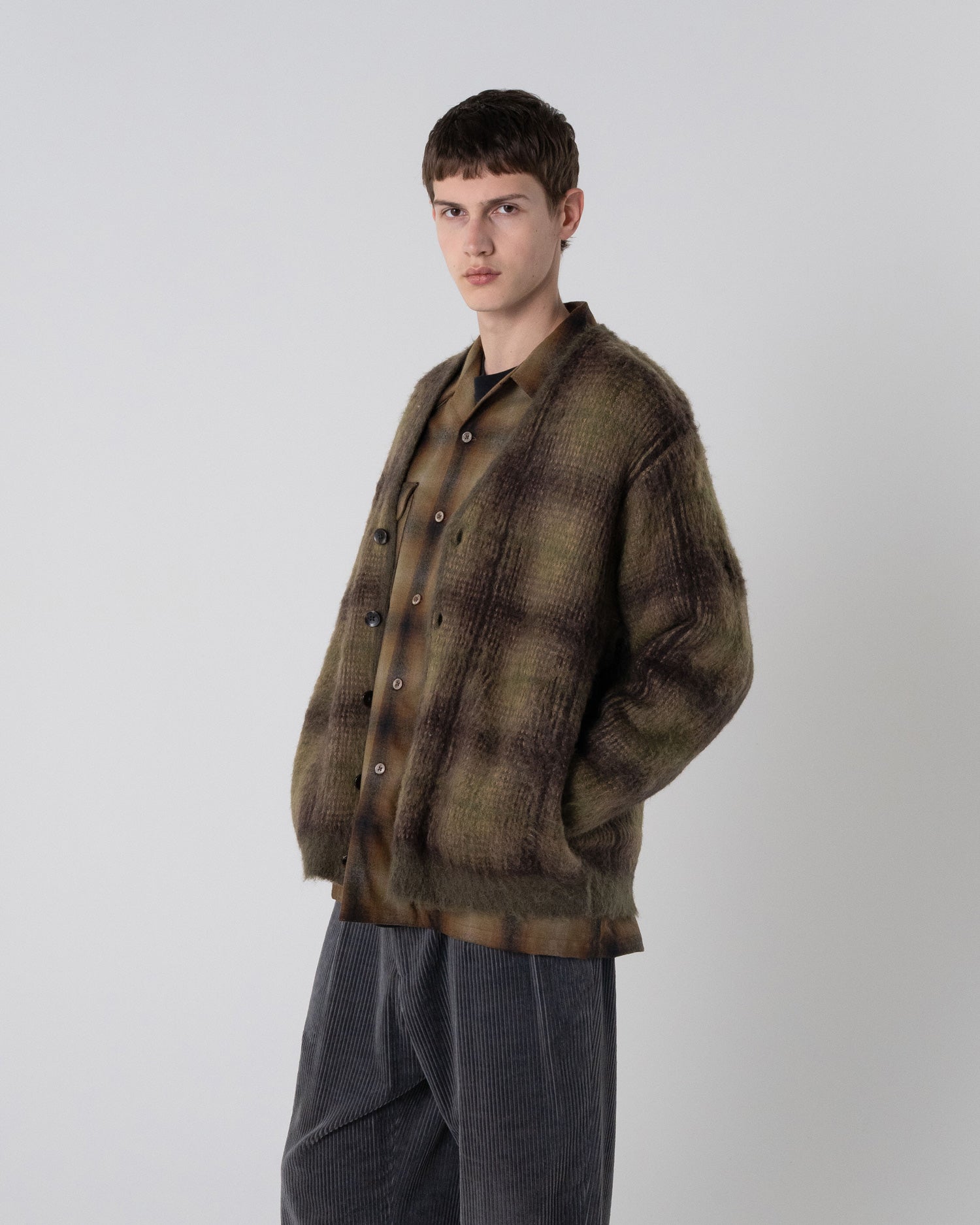 モヘア混シャギーチェックカーディガン – PENDLETON WOOLEN MILLS