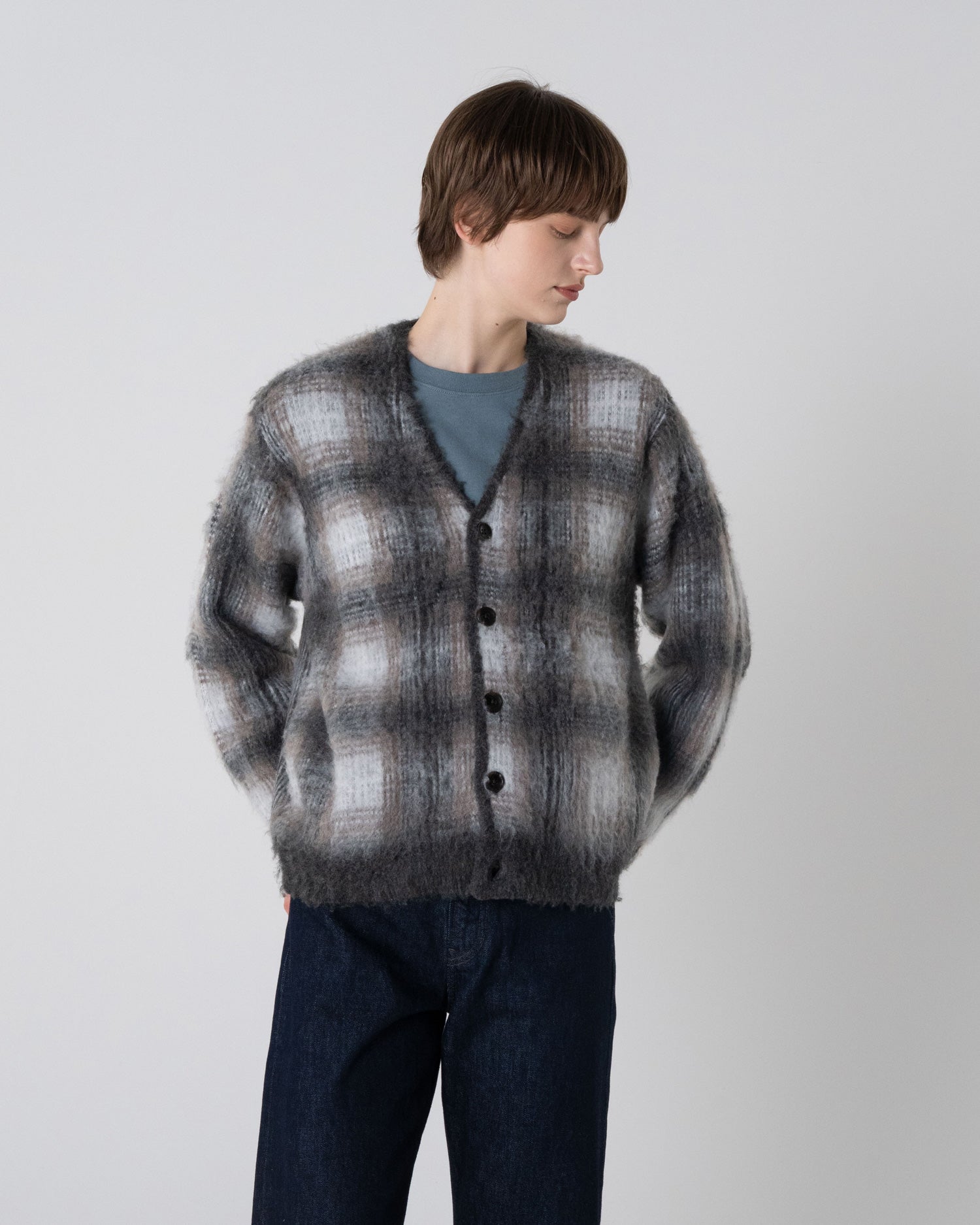 モヘア混シャギーチェックカーディガン – PENDLETON WOOLEN MILLS