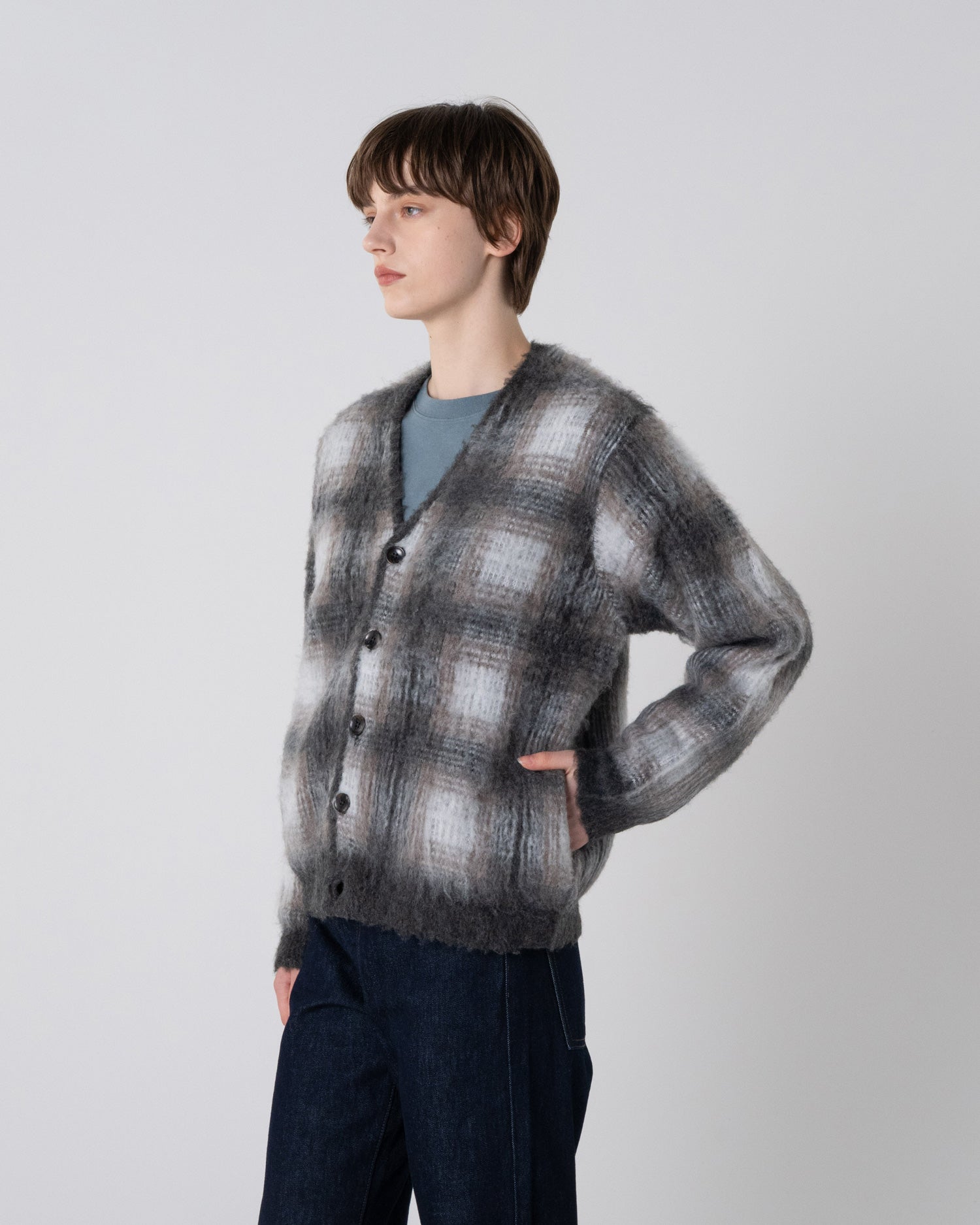 モヘア混シャギーチェックカーディガン – PENDLETON WOOLEN MILLS