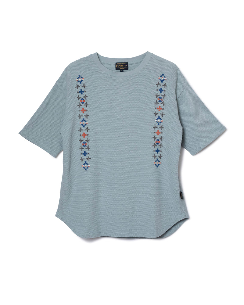 鹿の子刺繍 Tシャツ - SLATE BLUE【BLUE RIDGE】