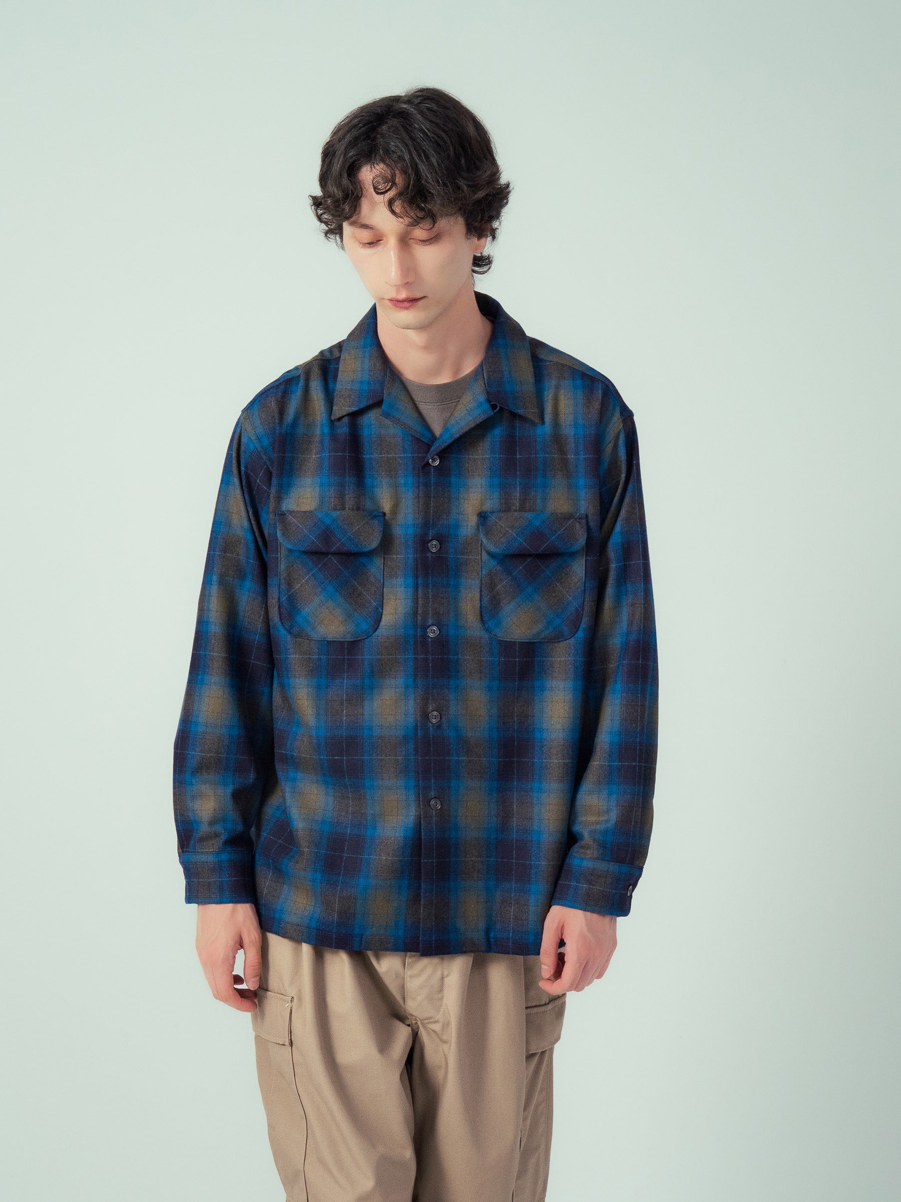 ヴィンテージ　PENDLETONオープンカラーシャツ　オンブレ　ウールシャツ オープンカラーシャツ【Made In Japan】 – PENDLETON WOOLEN MILLS