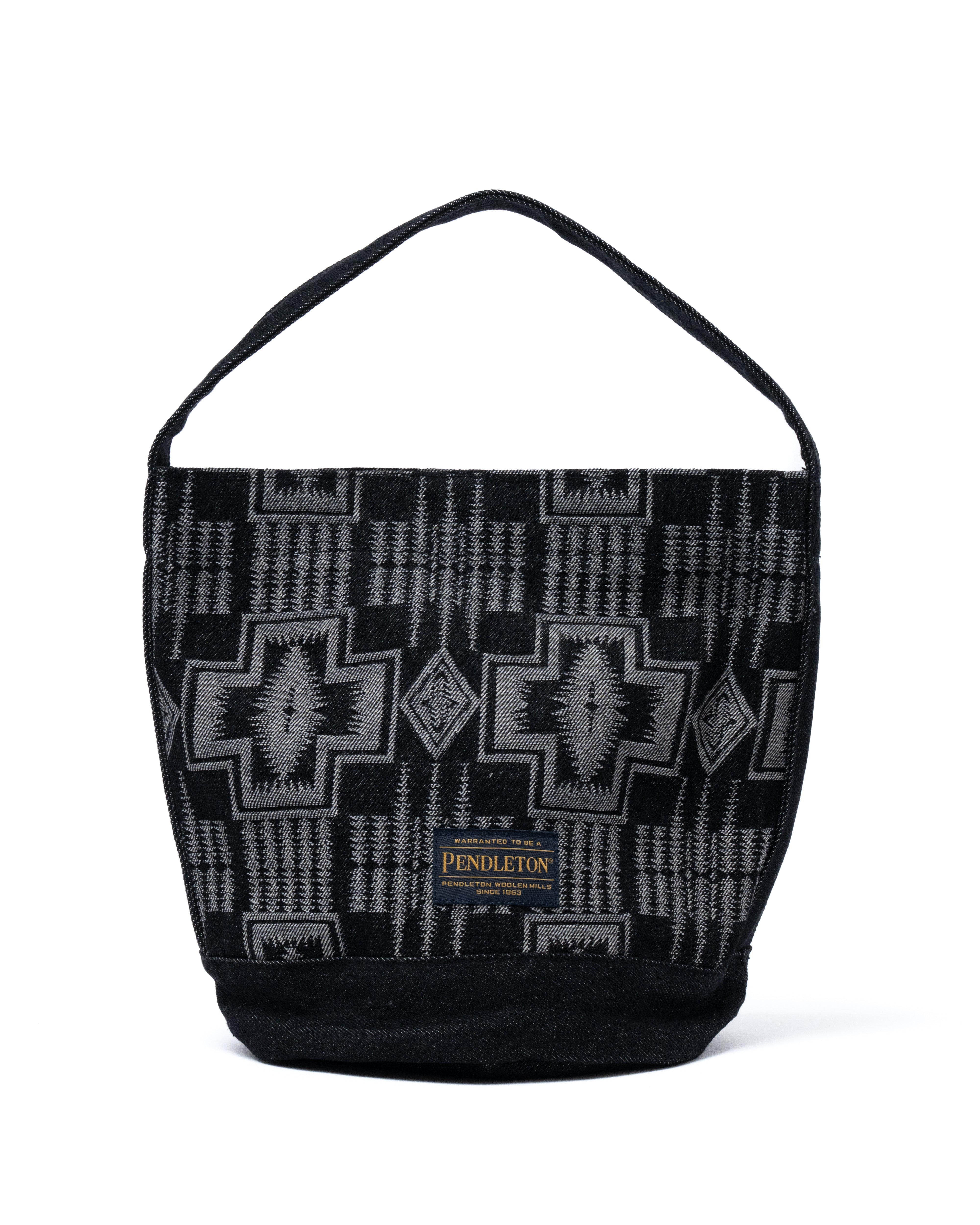 ジャガードデニム・トートバッグ - BLACK