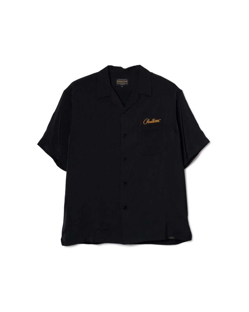 ロゴ刺繍TR S/Sシャツ - BLACK