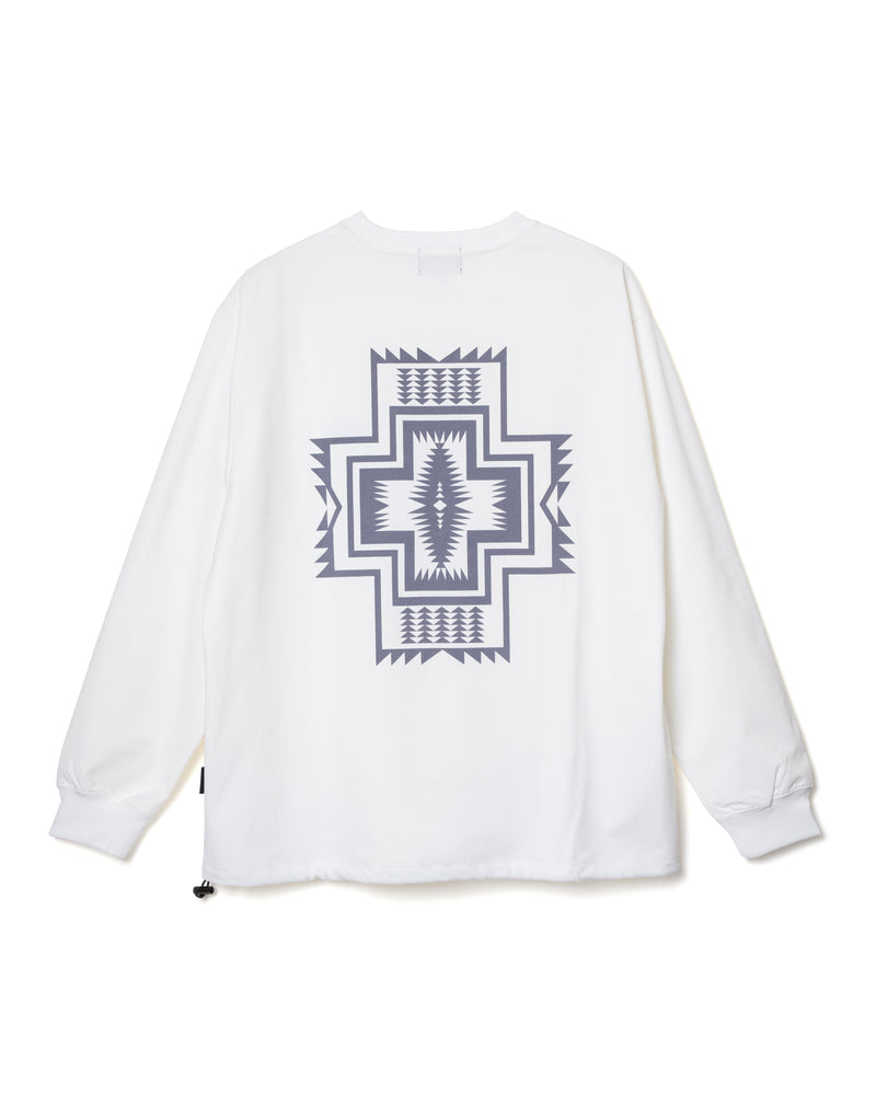 速乾バックプリント L/S Tシャツ - O.WHITE【HARDING STAR】