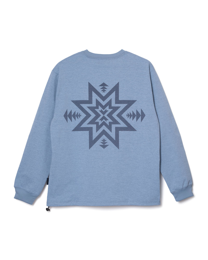 速乾バックプリント L/S Tシャツ- SLATE BLUE【PLAINS STAR】