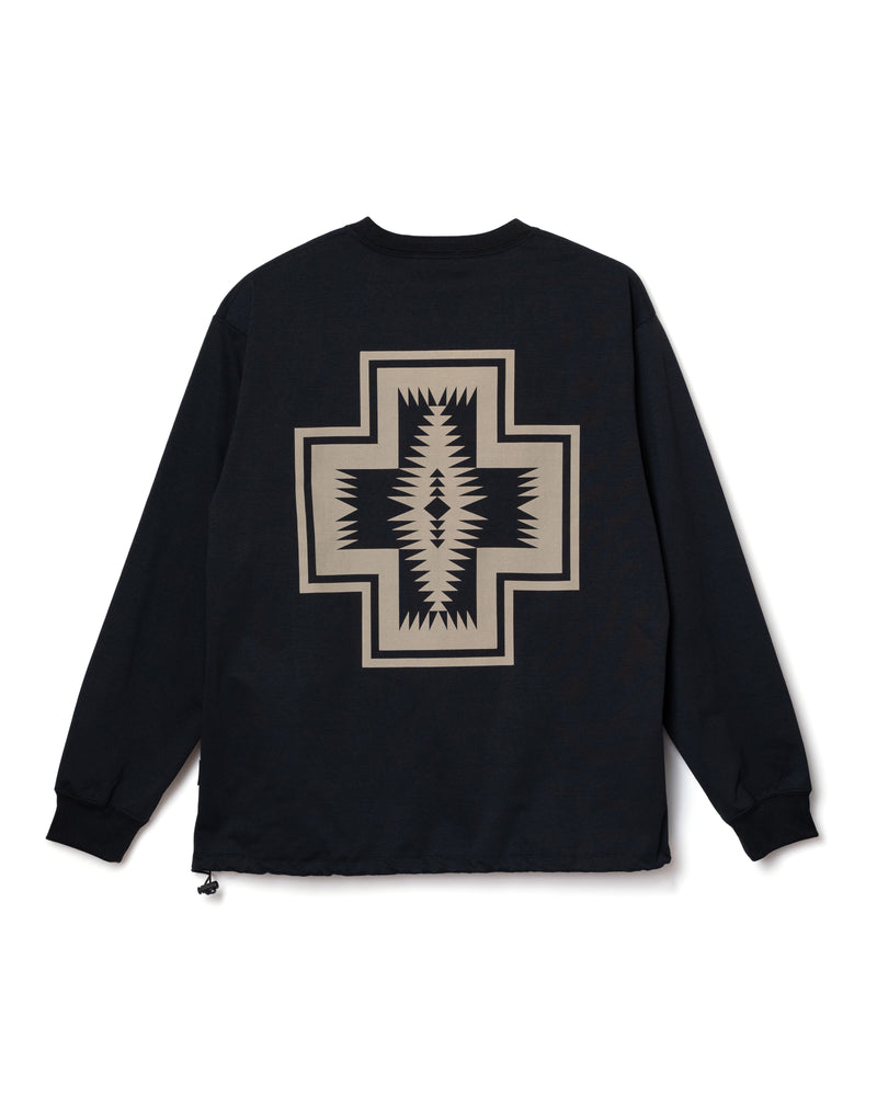 速乾バックプリント　L/S Tシャツ - BLACK【HARDING】