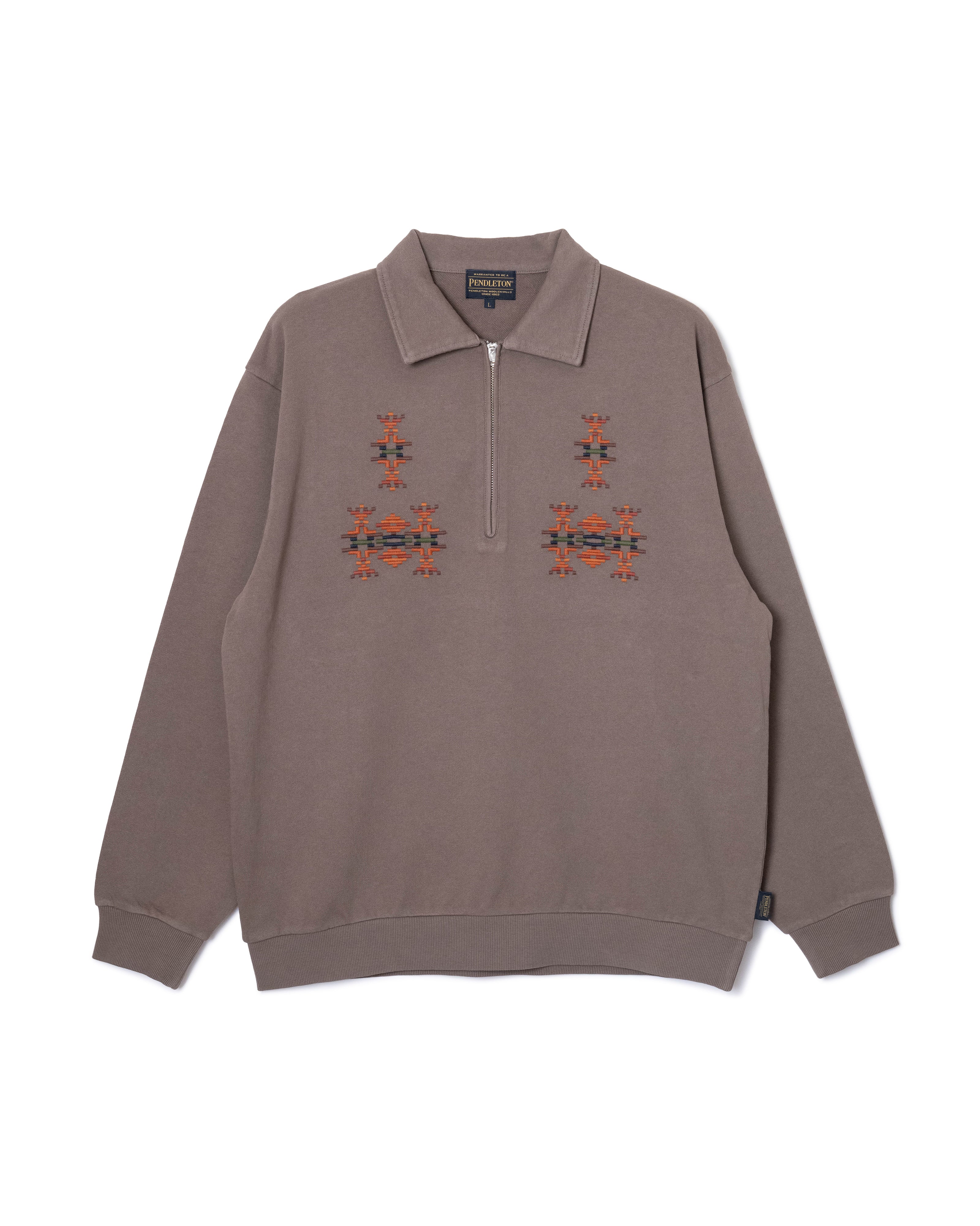 ピグメントダイ・EMB・ハーフジッププルーバー