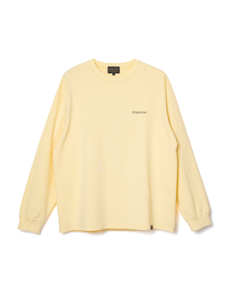 バックプリントコットン L/S Tシャツ - YELLOW【PRARIERUSH HOUR】