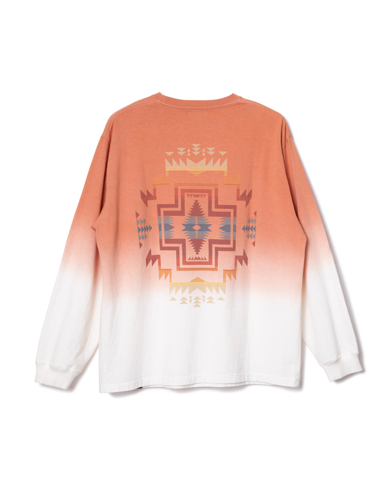 グラデーション バックプリントL/S Tシャツ - CORAL【HARDING STAR】