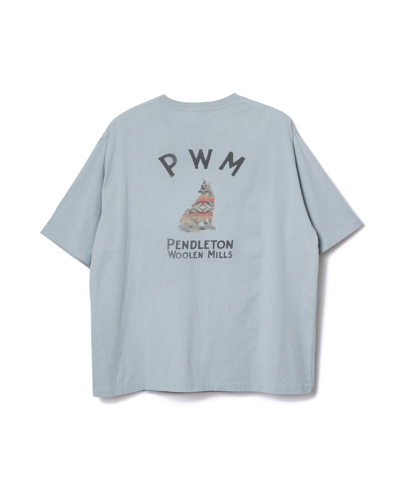 バックプリント・プレーティング天竺Tシャツ - SLATE BLUE【COYOTE】