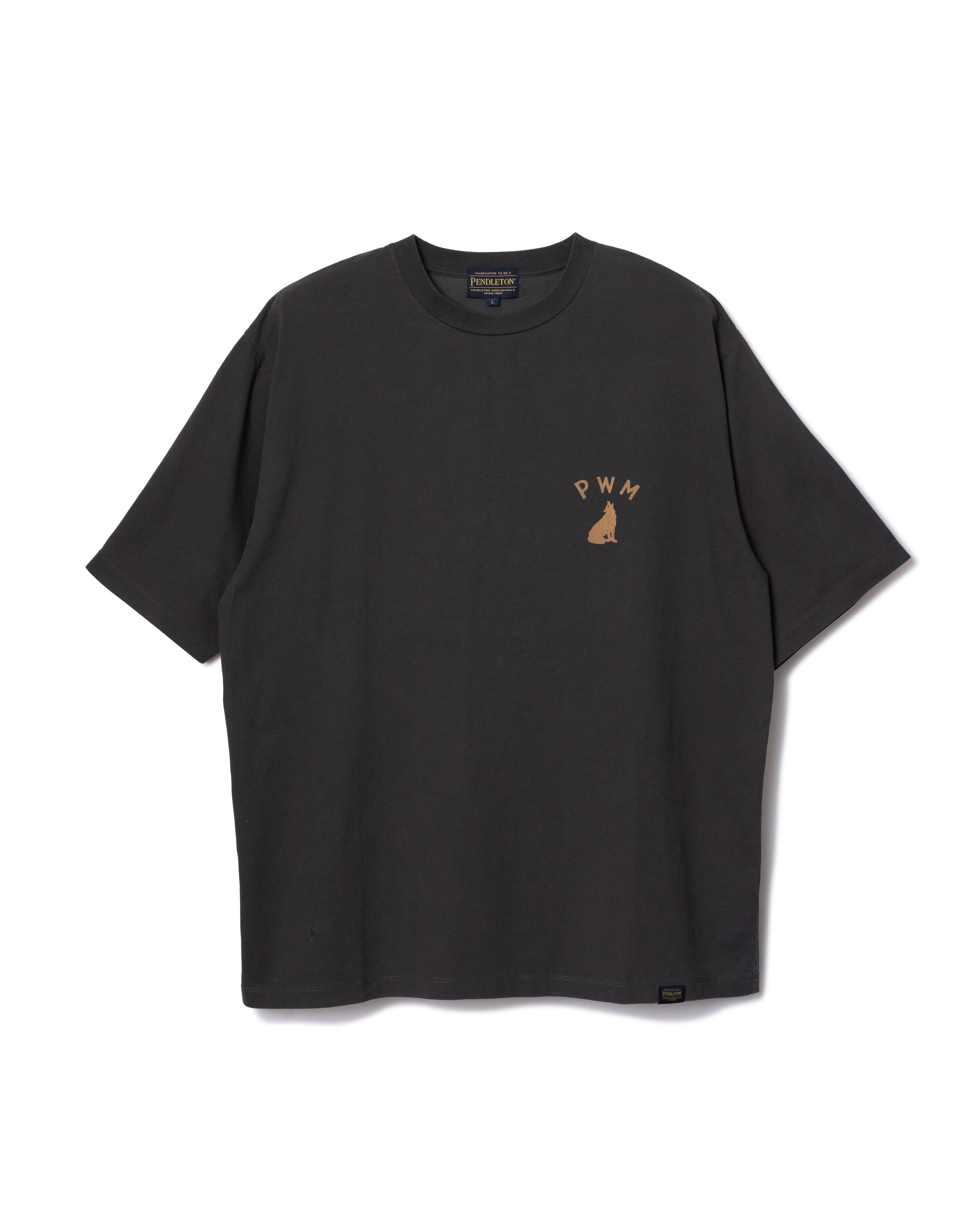 バックプリント・プレーティング天竺Tシャツ - CHARCOAL【PORTLAND