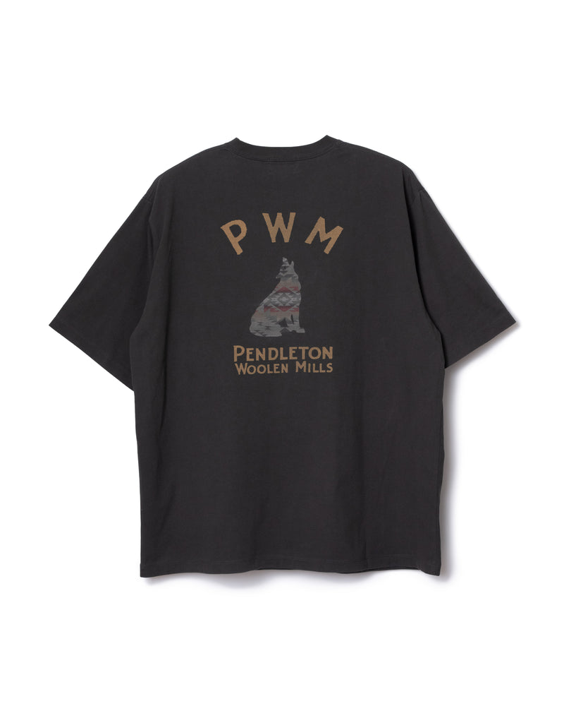 バックプリント・プレーティング天竺Tシャツ - CHARCOAL【PORTLAND OREGON】