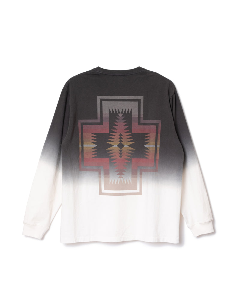 グラデーション バックプリントL/S Tシャツ - CHARCOAL【HARDING】