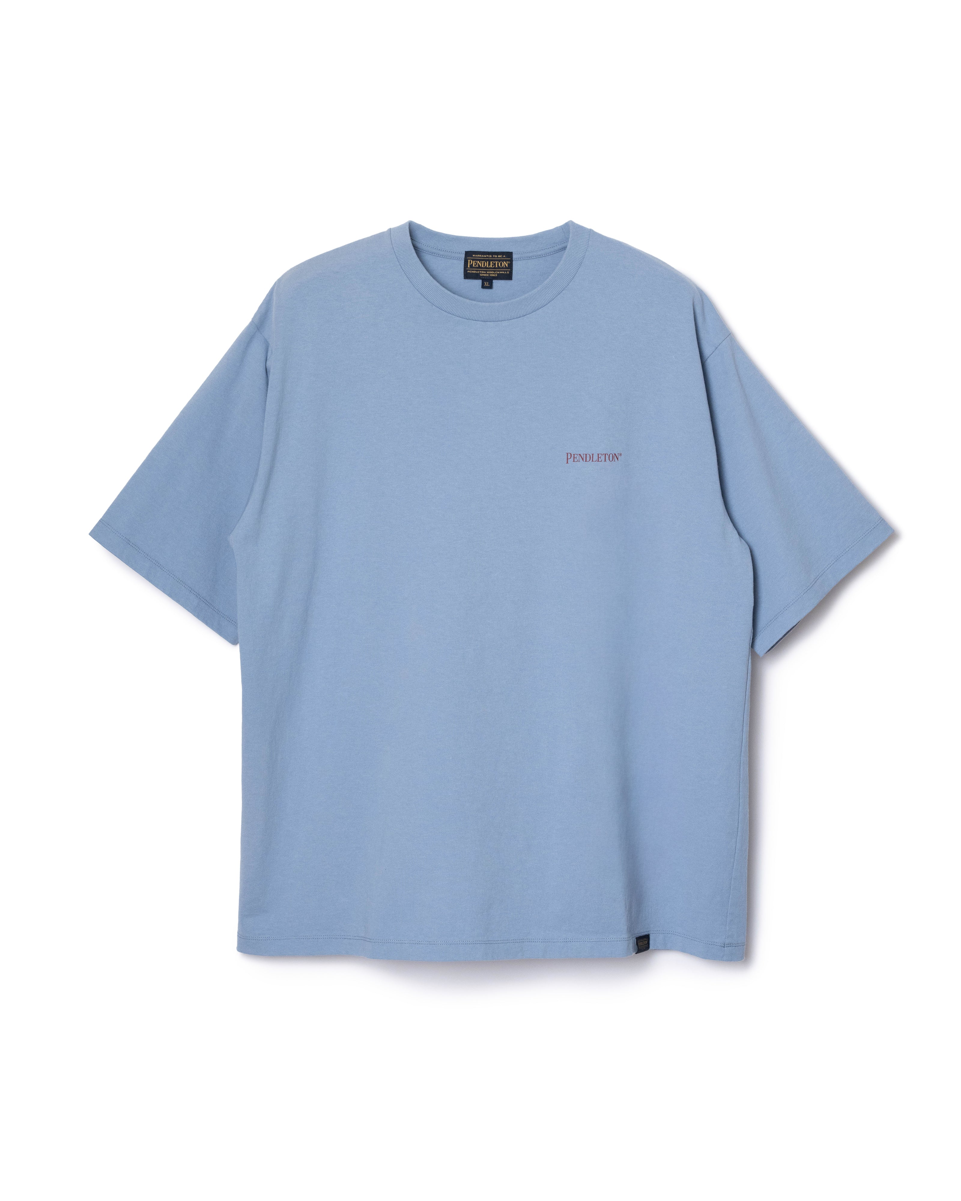 バックプリント コットンTシャツ - SAX【COYOTE STEALS THE FIRE