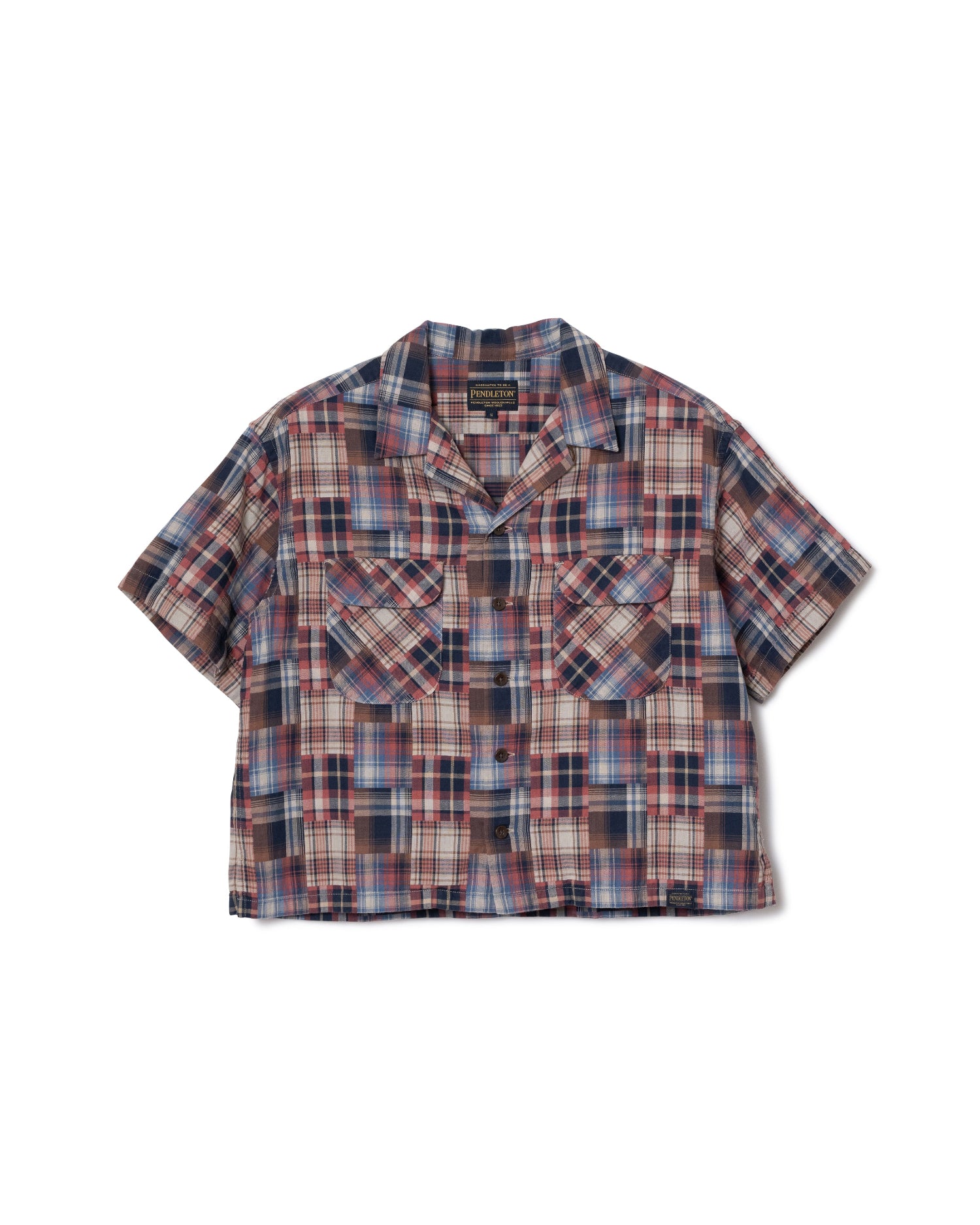 オープンカラー チェック S/Sシャツ(レディース) - ROSE