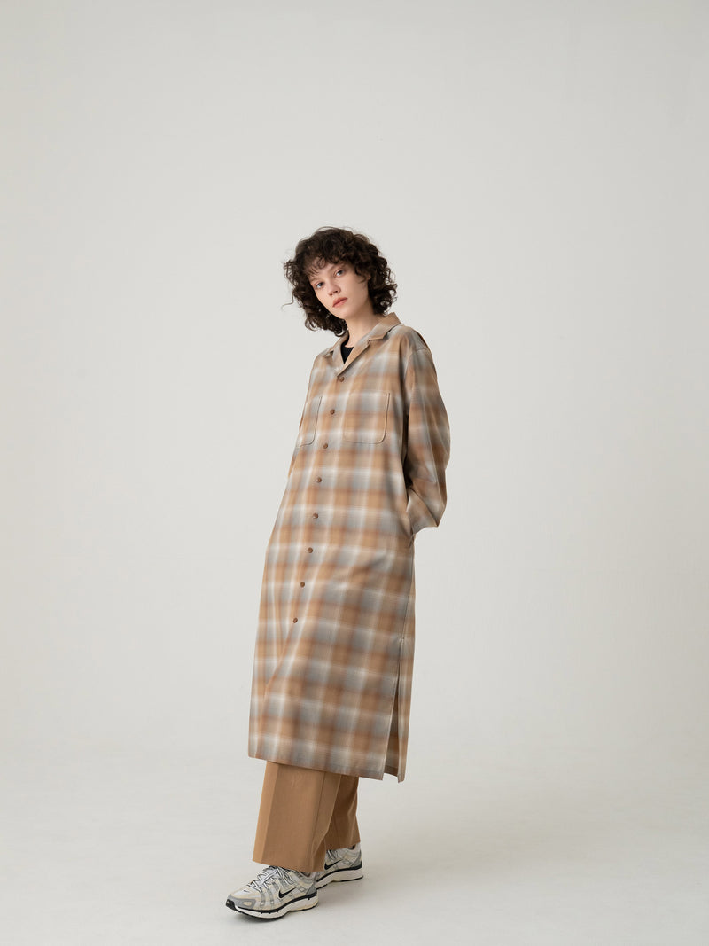 オフスケールウール シャツコート(レディース) - BEIGE/GRAY