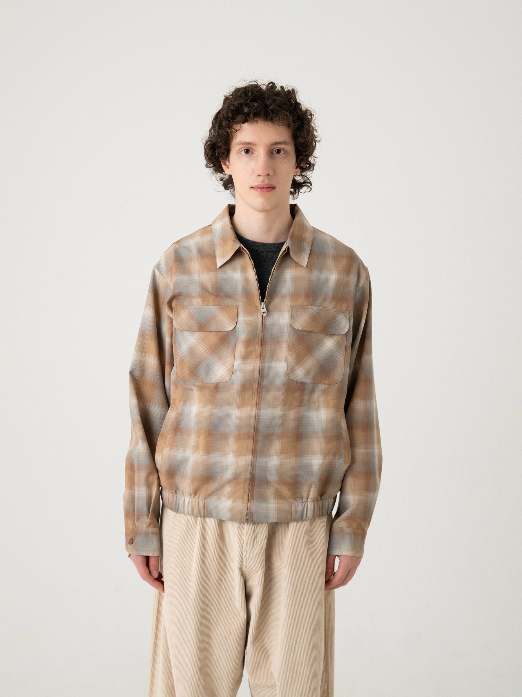 チェック ジップジャケット - BEIGE/GRAY – PENDLETON WOOLEN MILLS チェック ジップジャケット - BEIGE/GRAY – PENDLETON WOOLEN MILLS