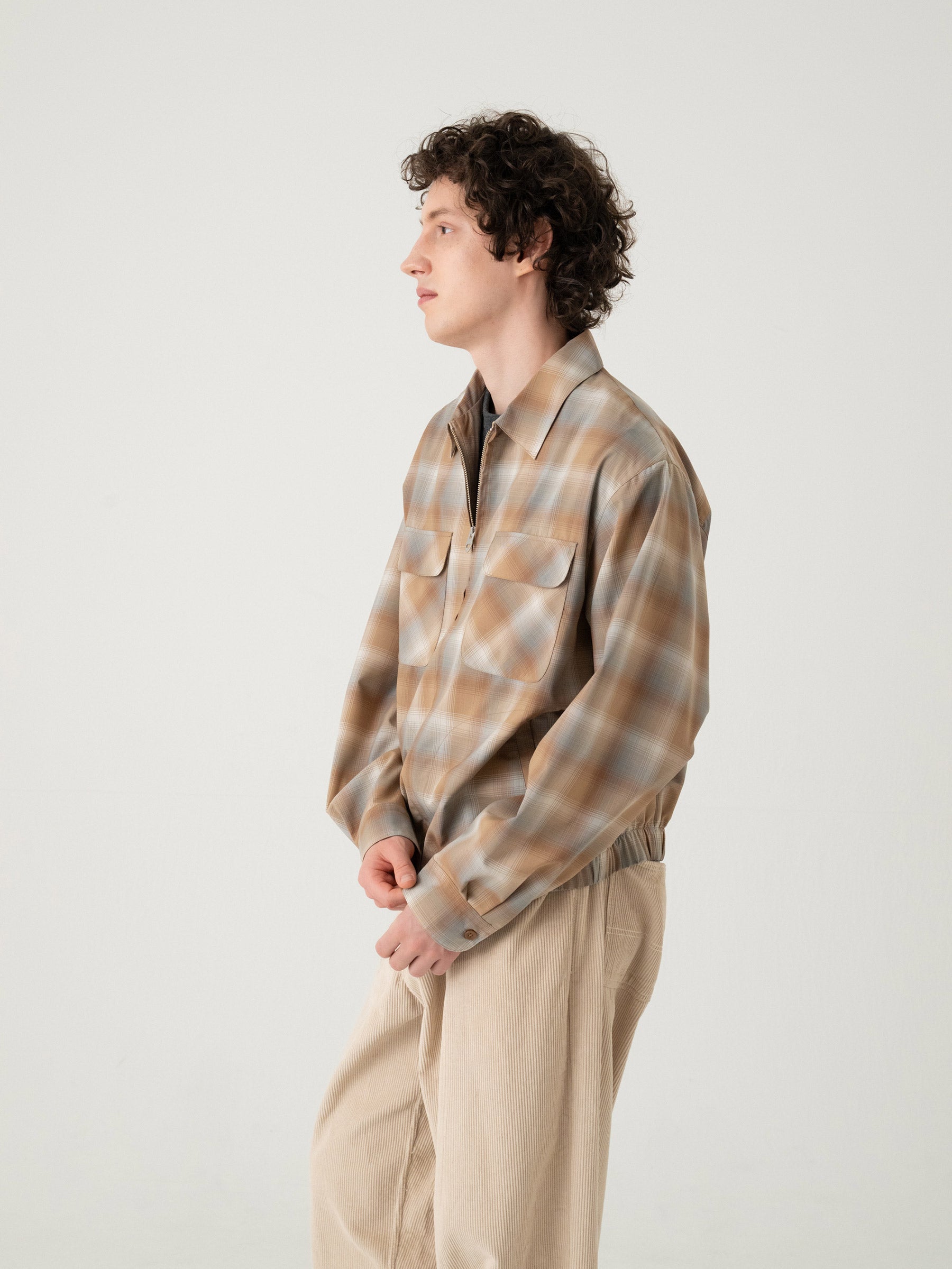 チェック ジップジャケット - BEIGE/GRAY – PENDLETON WOOLEN MILLS
