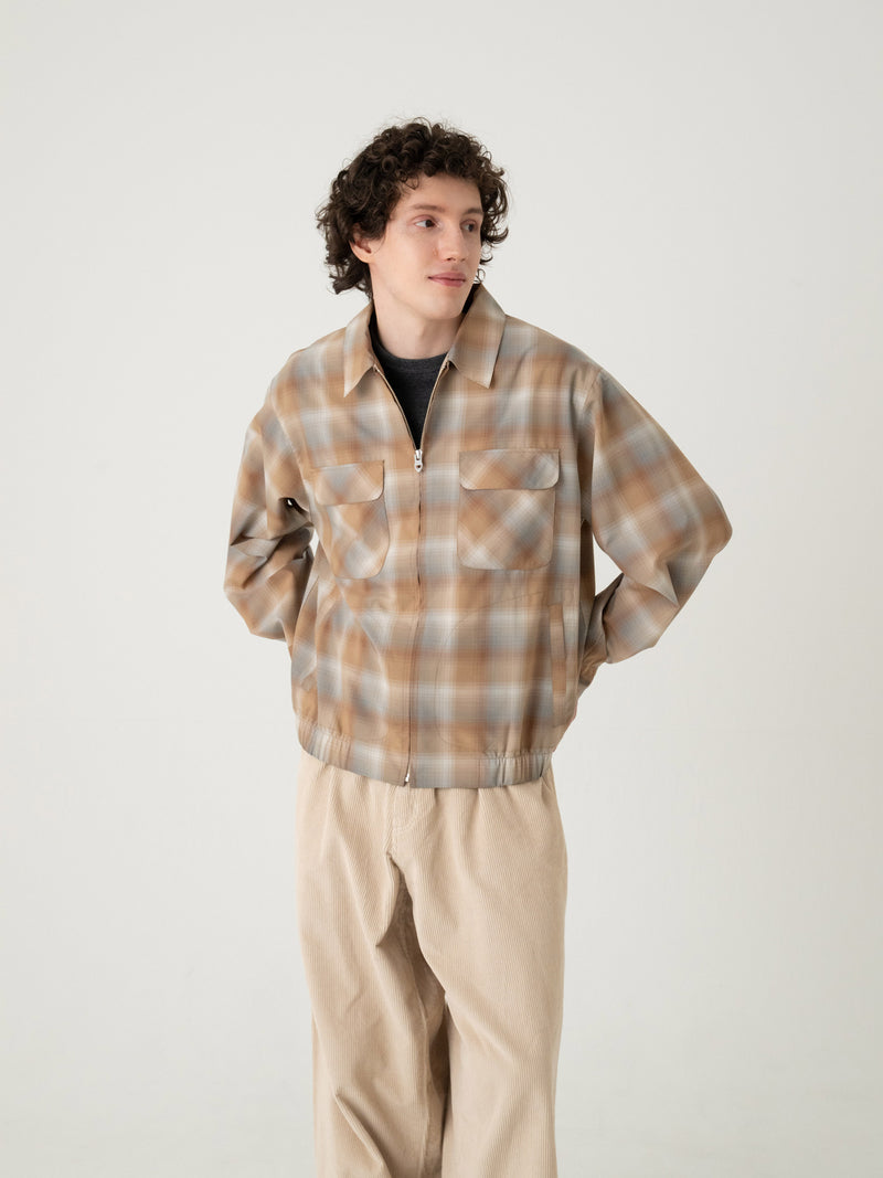 ジップ・シャツジャケット - BEIGE/GRAY