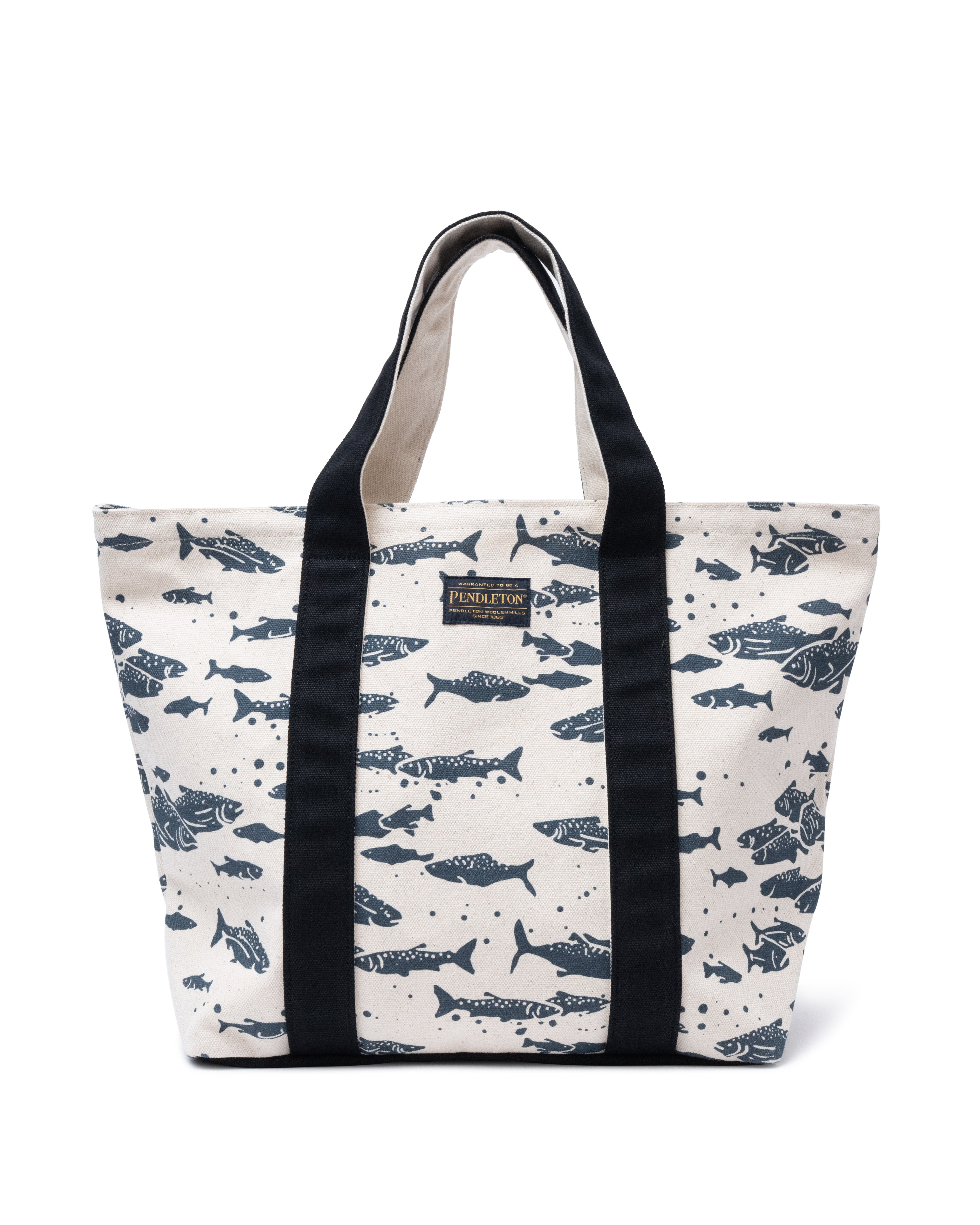 サーモン・キャンバスラージトートバッグ - BLACK