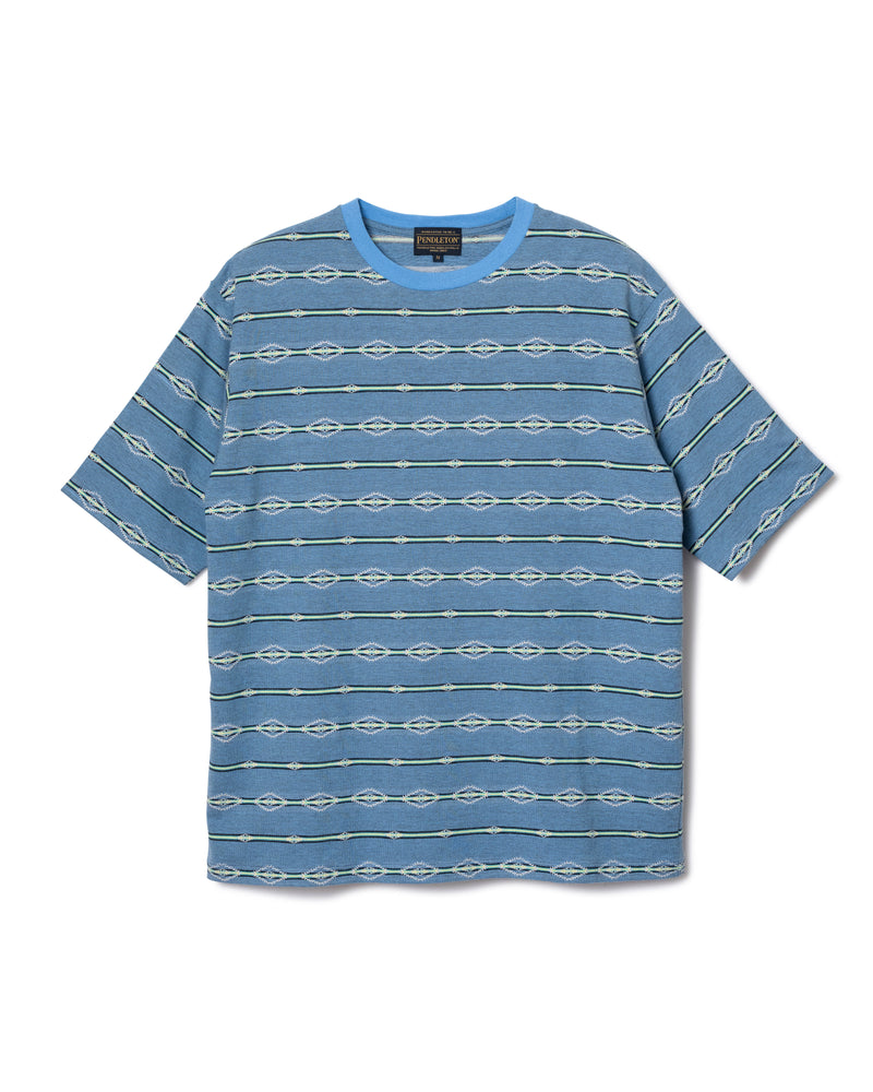 ジャガードボーダーTシャツ - BLUE【HELENA RIDGE】