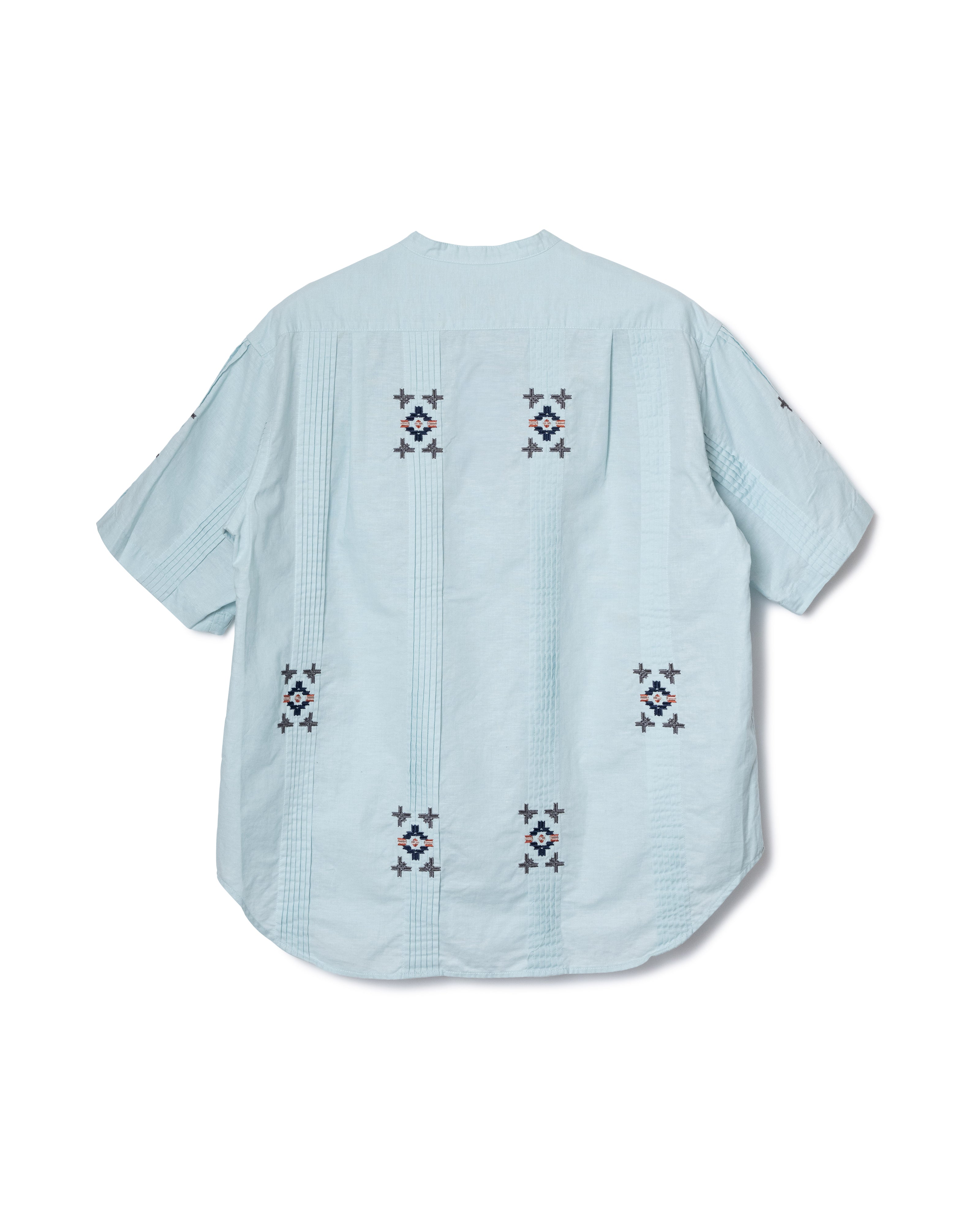 刺繍バンドカラー半袖シャツ - SAX – PENDLETON WOOLEN MILLS JAPAN
