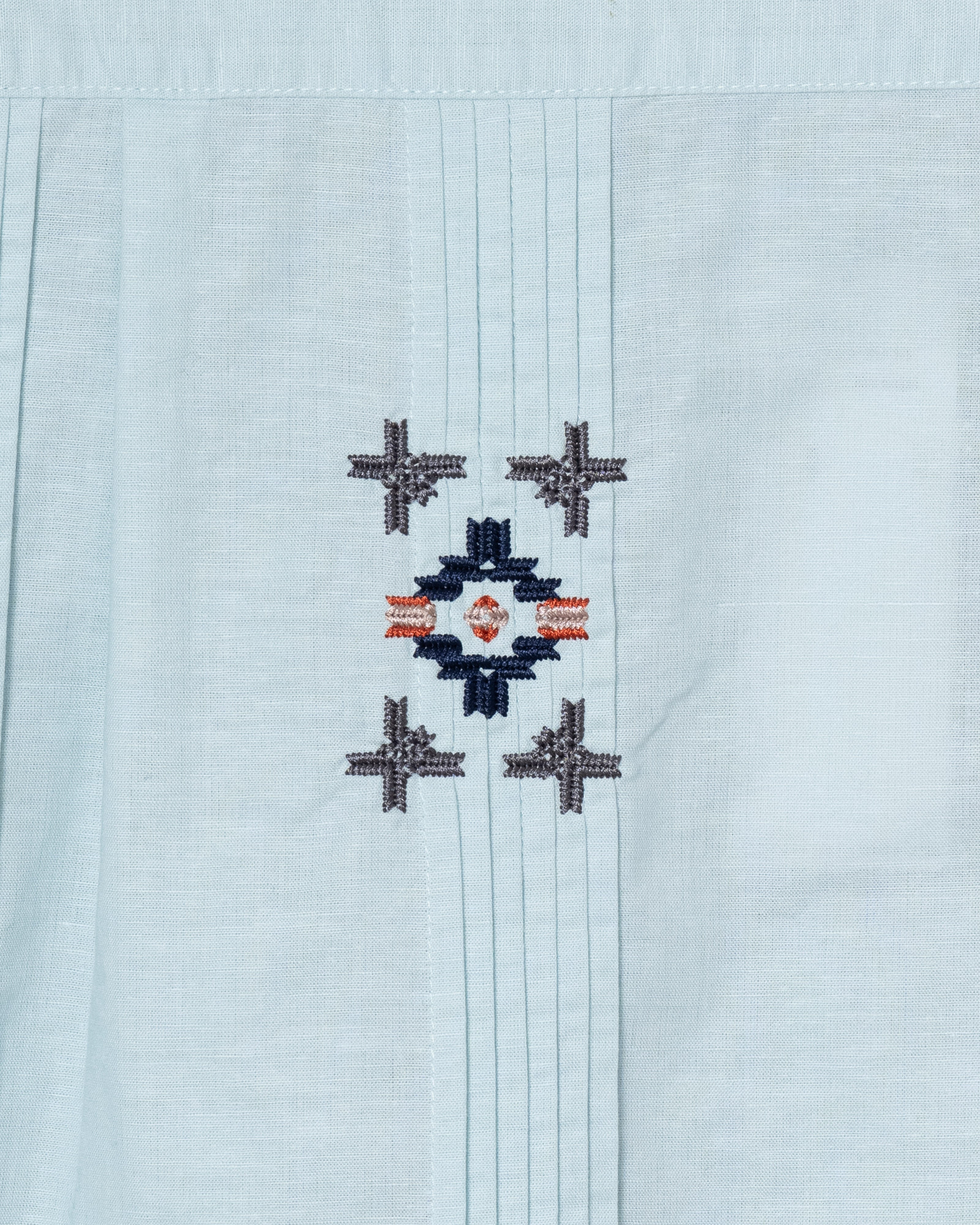 刺繍バンドカラー半袖シャツ - SAX – PENDLETON WOOLEN MILLS JAPAN